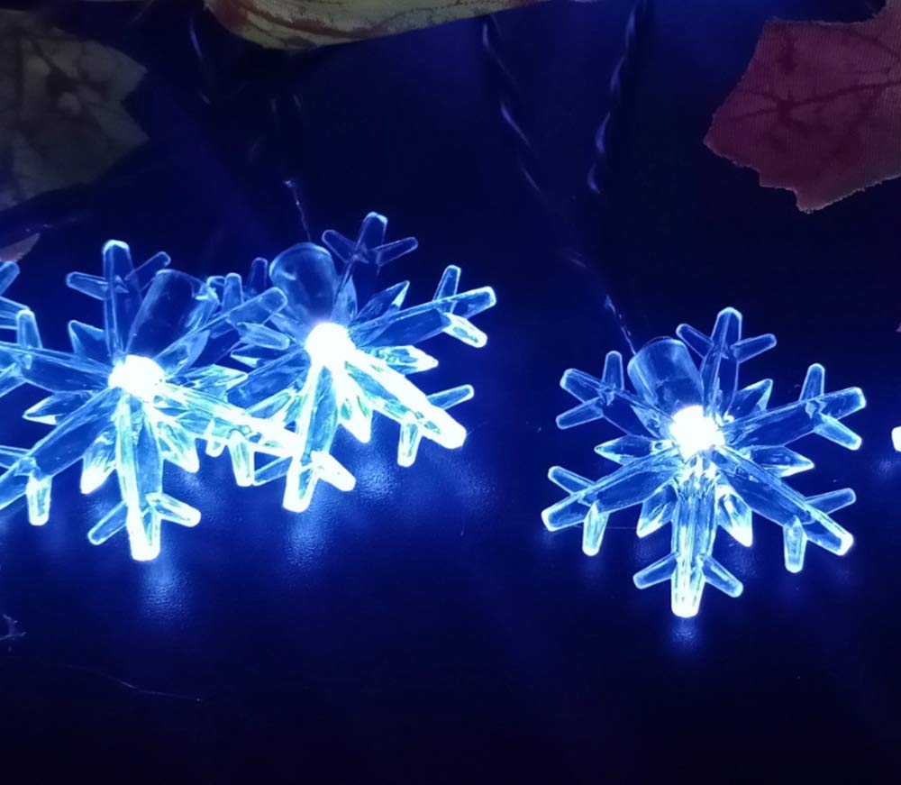 40 LED Snowflake String Lights - 19ft Waterproof Outdoor & Indoor Christmas Decorative Lights for Holiday, Party, Wedding, Garden, and Home Decor (Blue)
