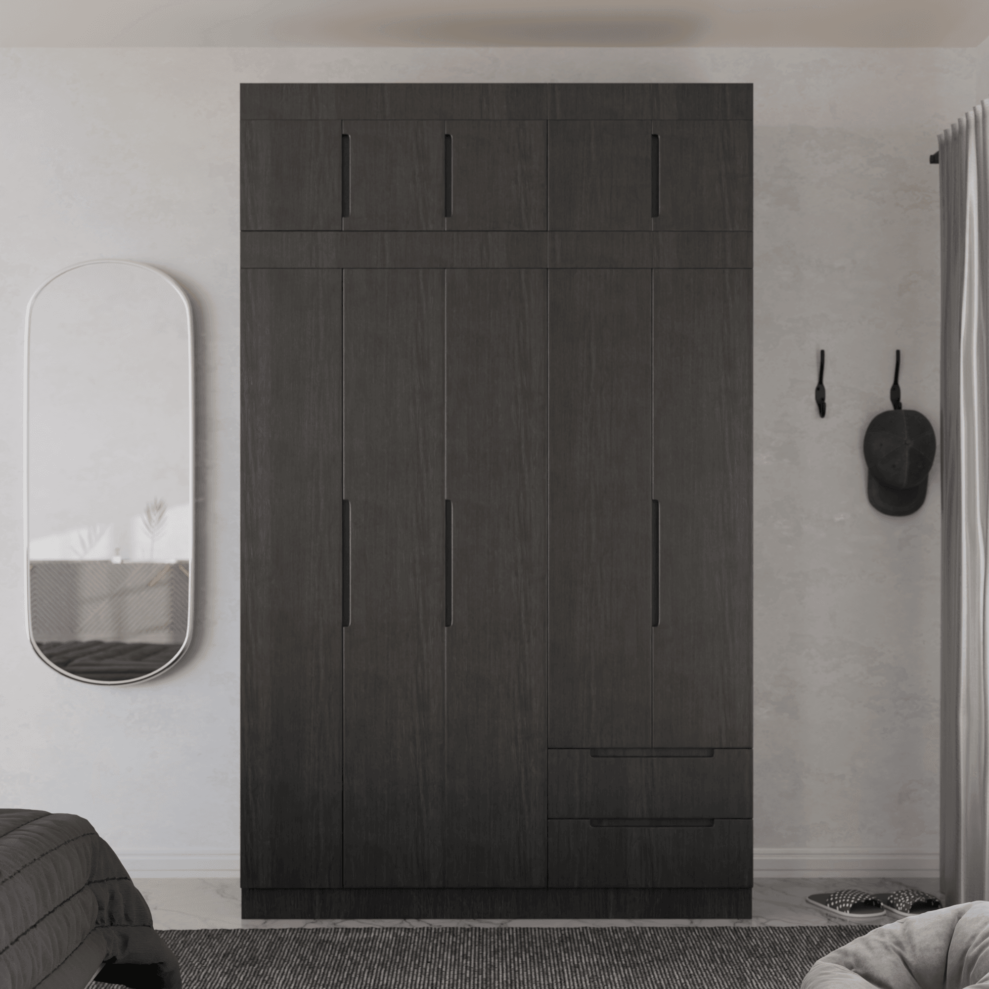 Harrison 5-Door Open Wardrobe with Top Shelf - Spacious Closet Organizer for Bedroom, Walk-In Closet & Dorm Room Storage Solution