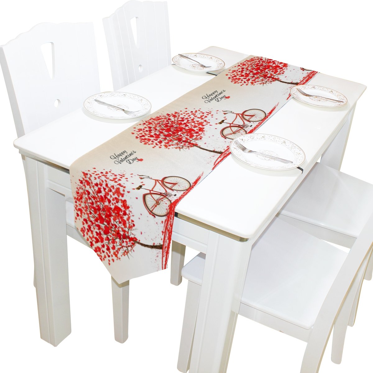 Valentine's Day Table Runner - Heart Tree Design for Wedding & Party Decor