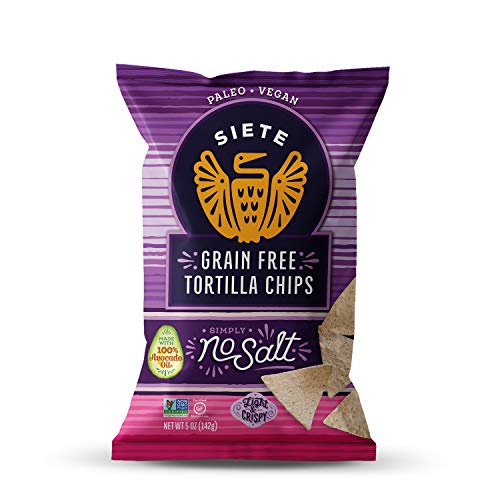 Siete Grain Free Tortilla Chips - Gluten Free, Paleo & Vegan Snacks, Non-GMO, No Salt - 5oz (Pack of 6) | Healthy Snacking for Parties, Road Trips & Keto Diet