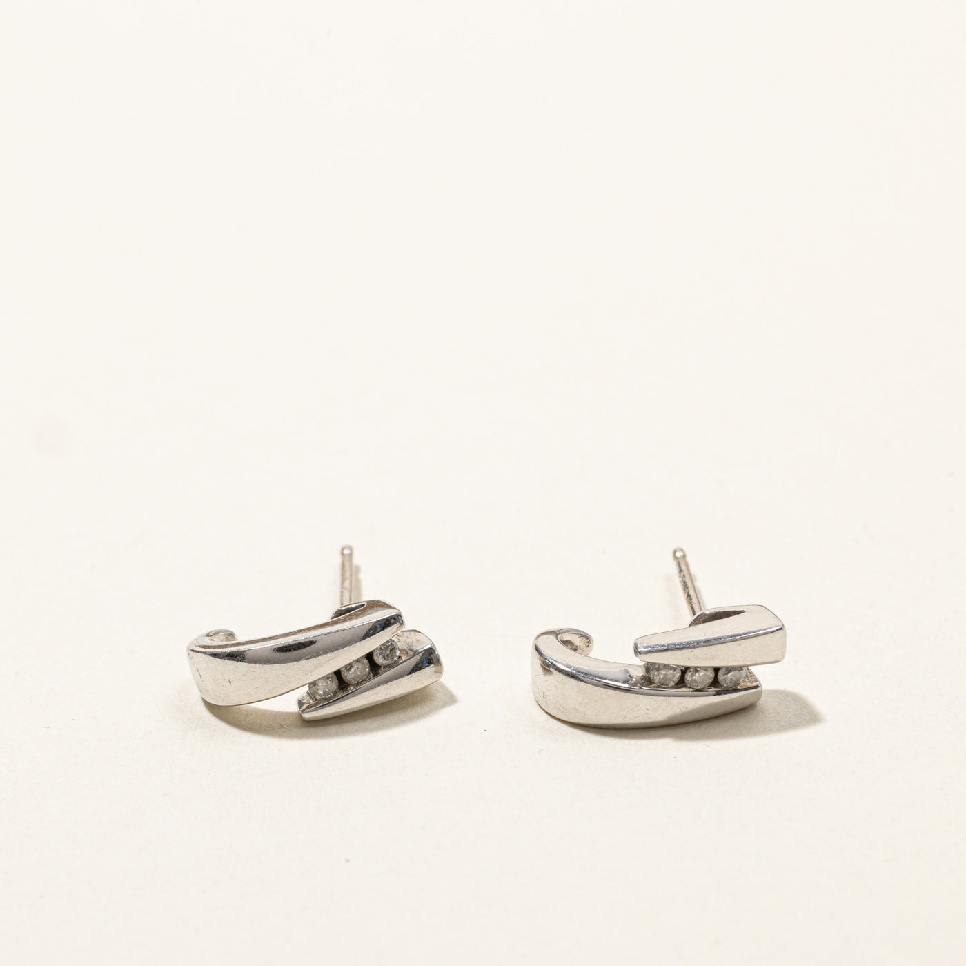 Channel Set Diamond Stud Earrings | 0.06 Carat Total Weight (CTW) | 14K White Gold | Elegant Gift for Women | Perfect for Weddings, Anniversaries & Special Occasions