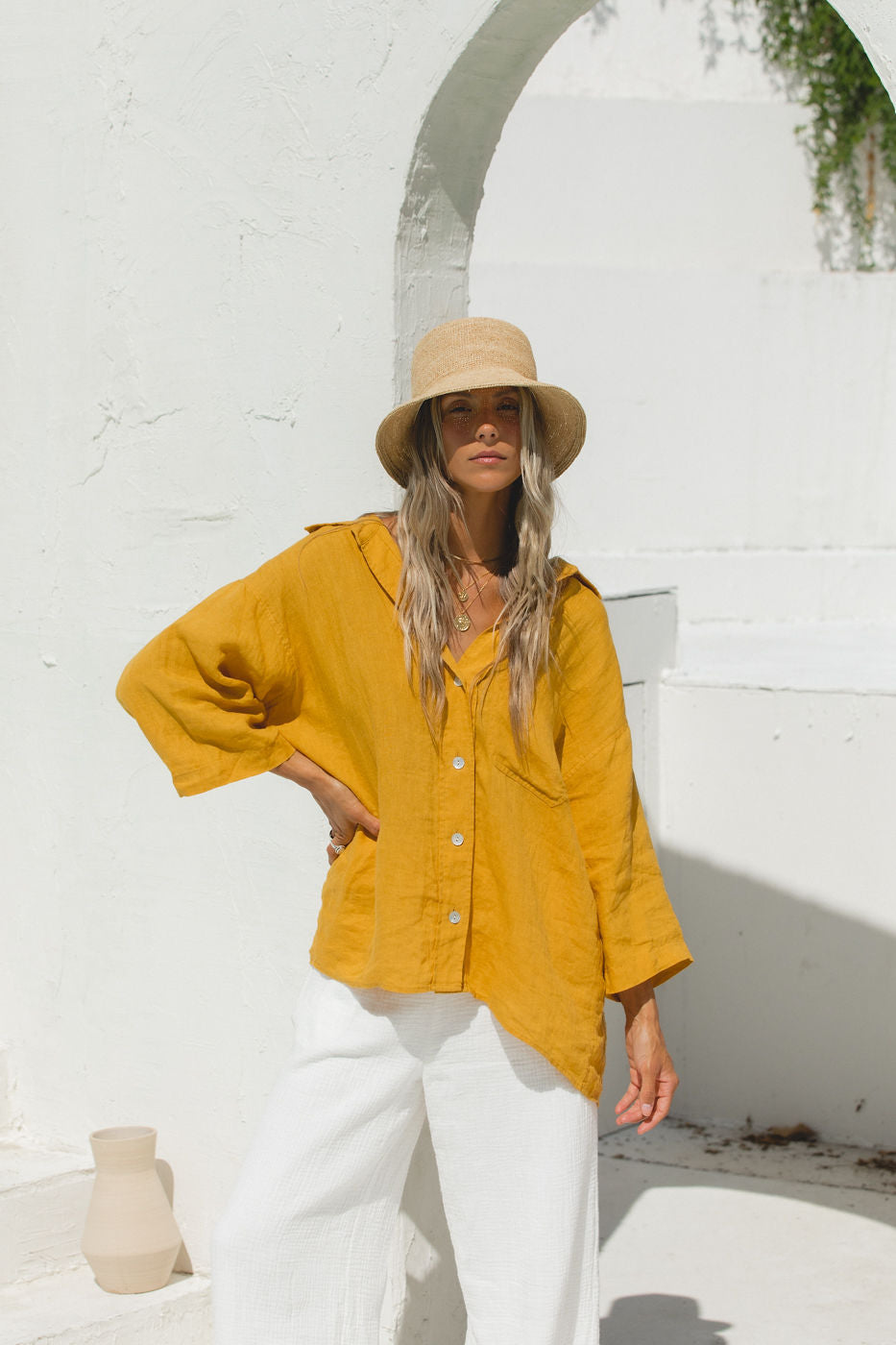 Sea Breeze Washed Linen Top for Women - Soft & Breathable Summer Blouse - Perfect for Beach Vacations, Casual Outings & Boho Style