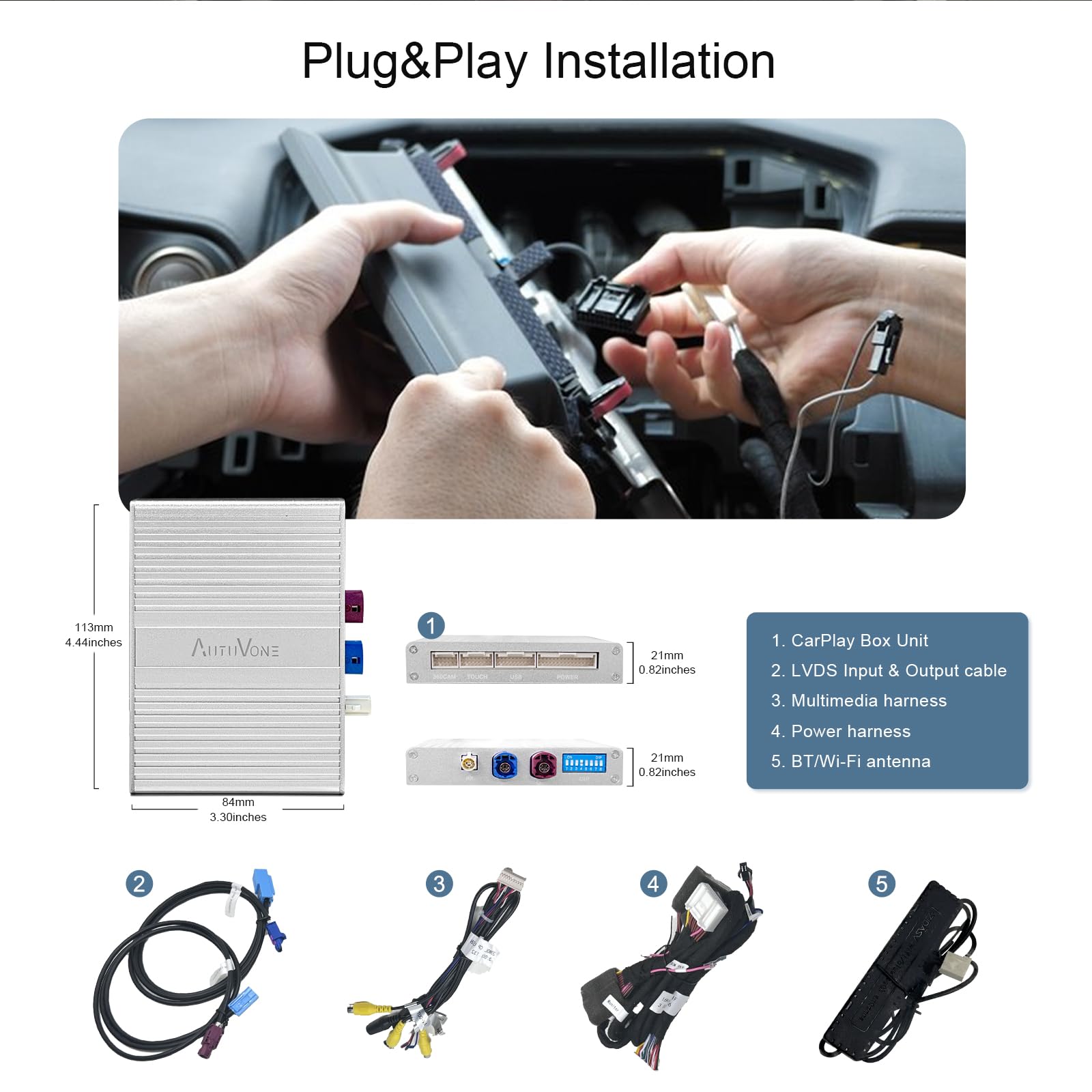 LVDS Wired & Wireless CarPlay Decoder Retrofit Kit for Lexus GX460 2014-2021 | Wireless Android Auto Support | Factory Screen Retention | Phone Mirroring Upgrade | Perfect for Road Trips & Daily Commuting