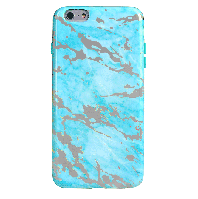 Blue Marble Holo Chrome iPhone Case - Shatterproof Protective Cover with Glitter Reflective Design for iPhone 13/14/15 - Perfect for Everyday Use, Parties & Gifting