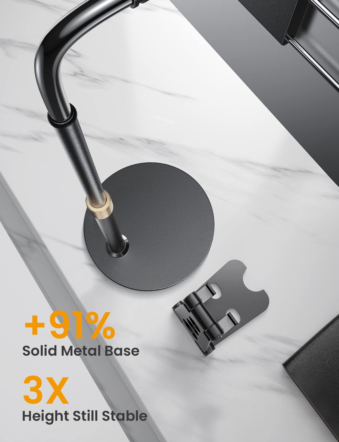 Adjustable iPad Stand for Desk - Portable Monitor Stand Holder Compatible with iPad Pro 12.9/10.9/10.2, Air, Mini (4/3/2), Fire Tablet, Nexus & Kindle (4.7