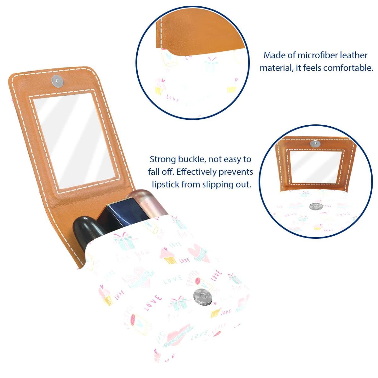 Personalized Lipstick Case - Portable Makeup Bag & Cosmetic Pouch Organizer with Love Pattern - Perfect for Travel, Home Storage & Gift Giving