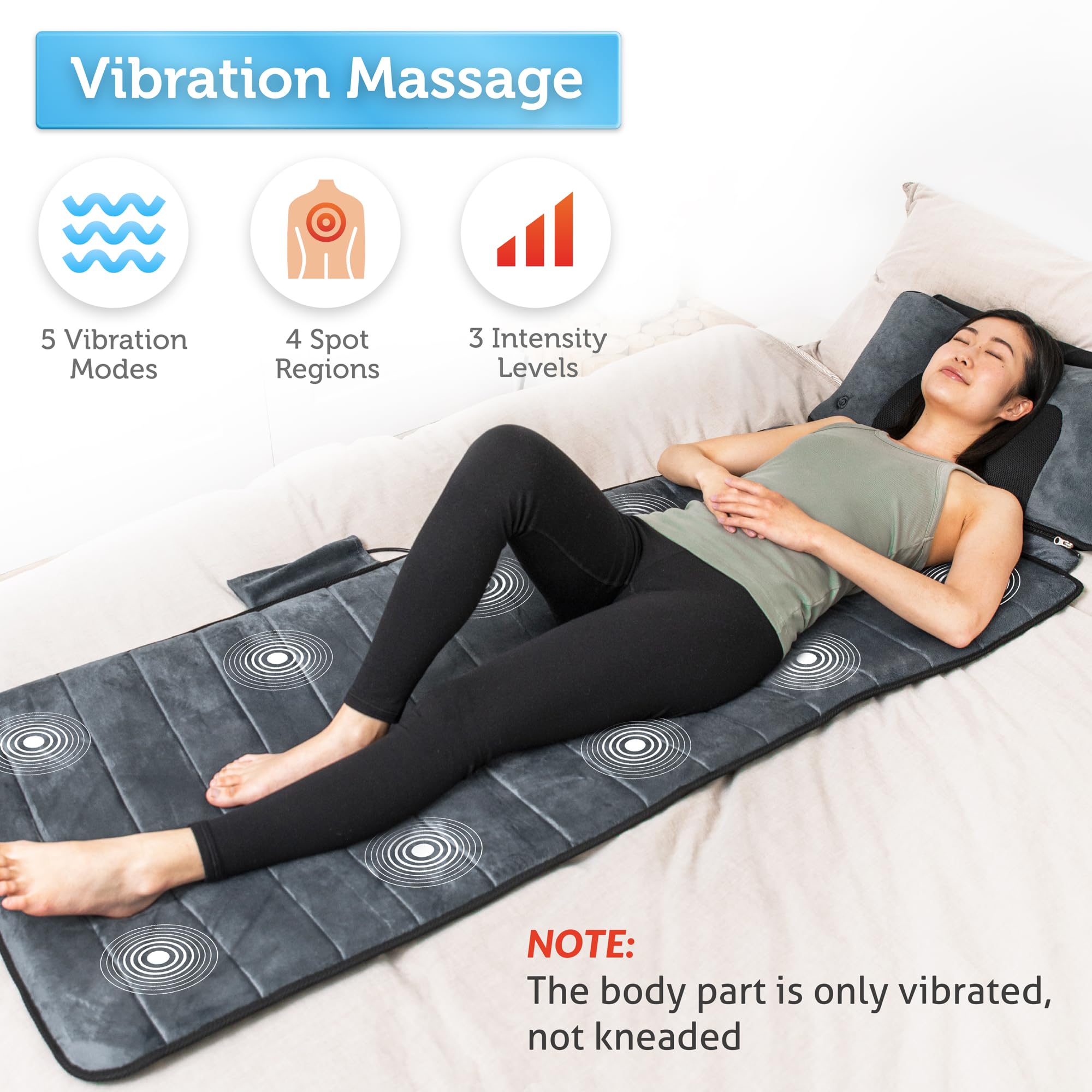 Comfier Full Body Massage Mat with Heat - Shiatsu Neck Massage Pillow, 10 Vibrating Motors & 4 Heating Pads for Back Pain Relief - Perfect for Home, Office & Relaxation - Ideal Gift for Women & Men