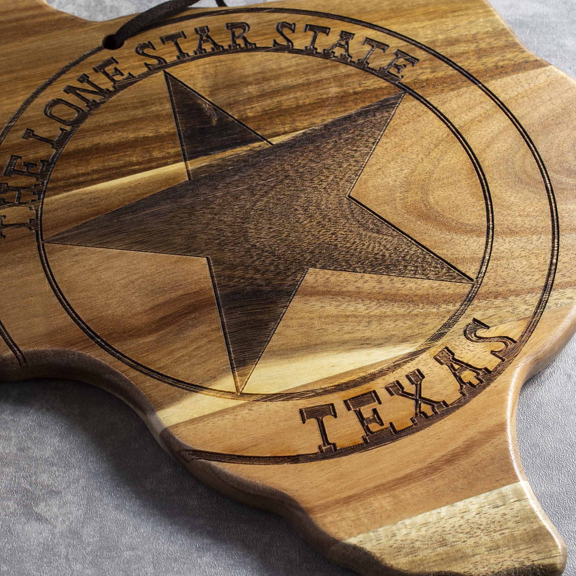 Premium Texas Wood Cutting Board by Rock & Branch® - Handcrafted Hardwood Chopping Block for Meat, Cheese & Vegetables - Perfect for Kitchen, BBQ & Charcuterie Boards