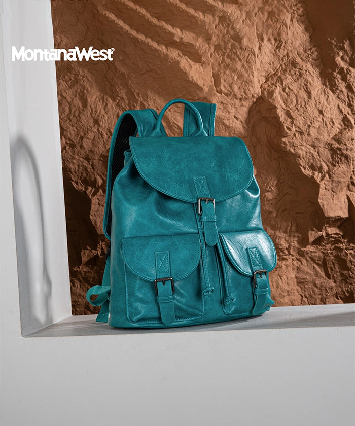 Montana West Buckle Backpack for Women - Stylish Leather Backpack Purse with Adjustable Straps - Perfect for Work, Travel & Everyday Use