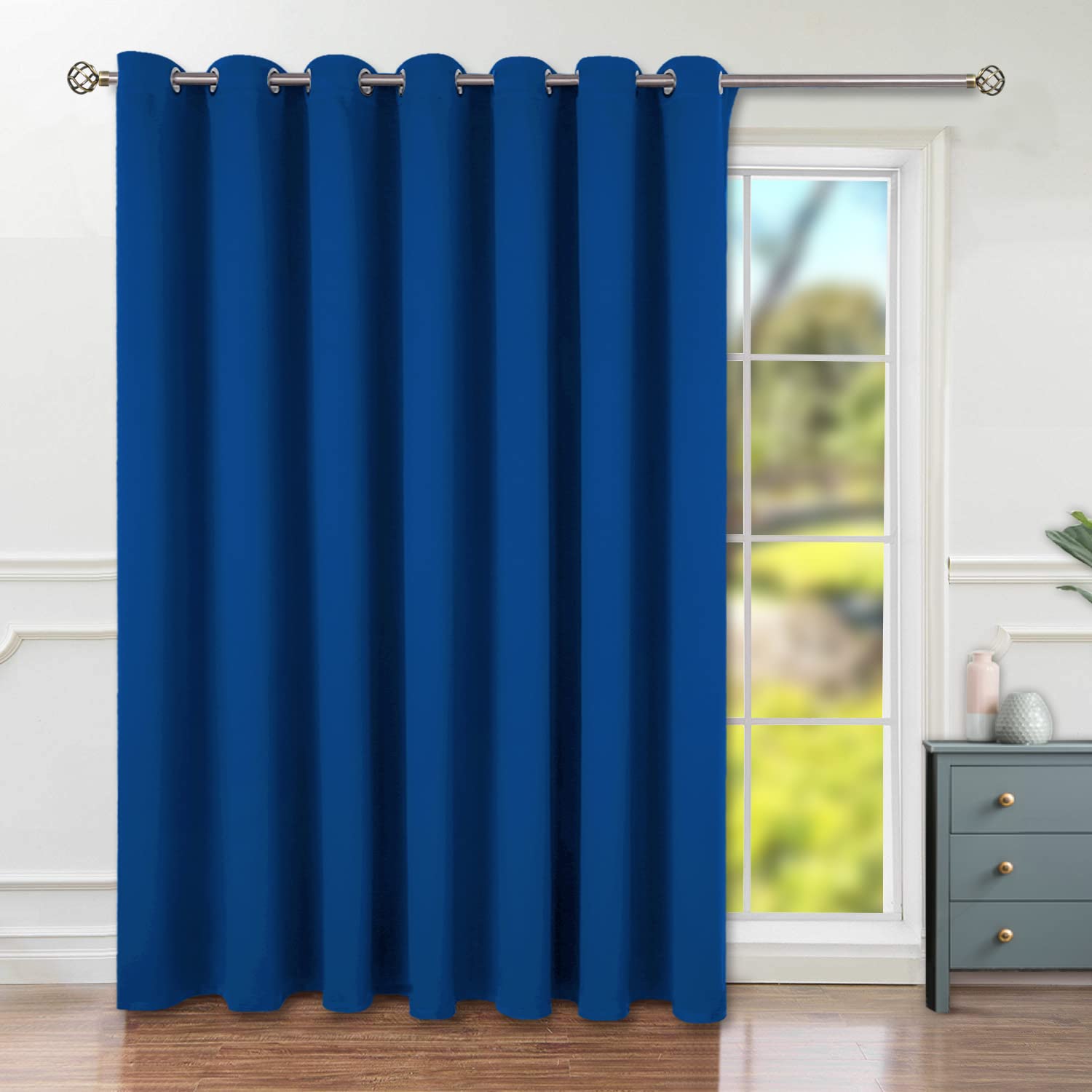 BGment Blackout Curtains for Sliding Glass Doors - 120 Inch Extra Long Room Darkening Curtains for Living Room, Bedroom & Office - Thermal Insulated Window Drapes for Privacy & Light Blocking - Royal Blue (1 Panel, 100