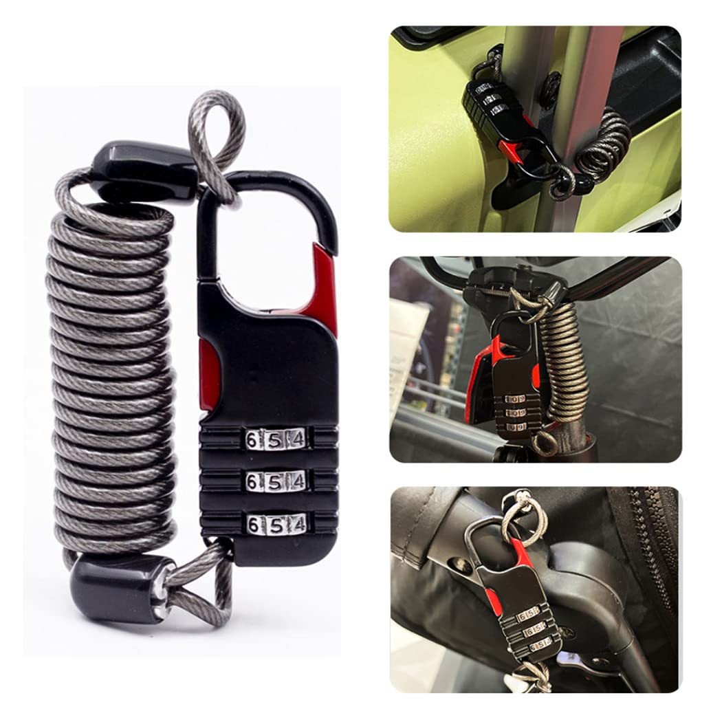 3-Digit Combination Cable Lock for Bike Motorcycle Helmet & Luggage - Heavy Duty Steel Cable Code Lock for Backpack, Gym Locker, Sports Equipment (4-Pack, Black) - Perfect for Travel, Cycling & Outdoor Security