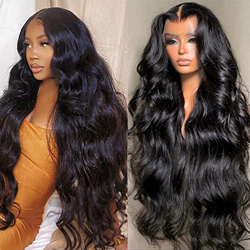 13x6 HD Lace Front Wigs Human Hair 250% Density Brazilian Virgin Body Wave Wig - Pre Plucked Natural Hairline for Black Women - 18 Inch Long Wavy Lace Front Wig for Daily Wear, Parties & Special Occasions