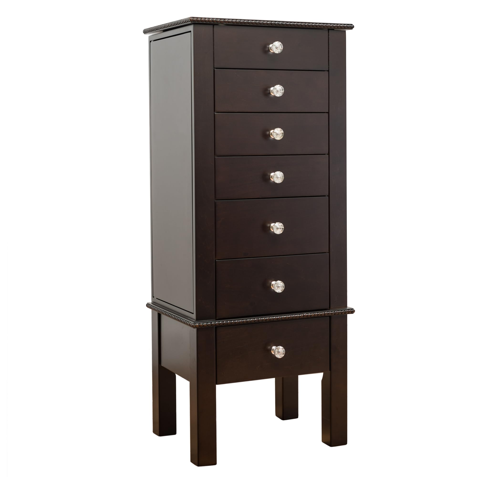 Hives and Honey Kimberly Standing Armoire Jewelry Storage Cabinet - Espresso Finish, Large Jewelry Organizer with Mirror, Perfect for Bedroom, Closet, or Dressing Room