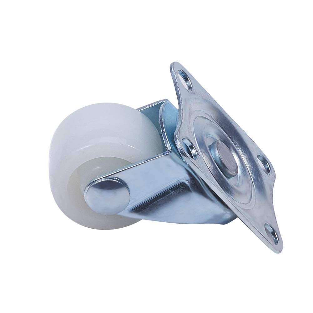 MroMax 1 Inch Nylon Swivel Casters - Top Plate Mounted Caster Wheels No Brake White (22lb Capacity, 1pc) - Perfect for Office Chairs, Carts, and Lightweight Furniture