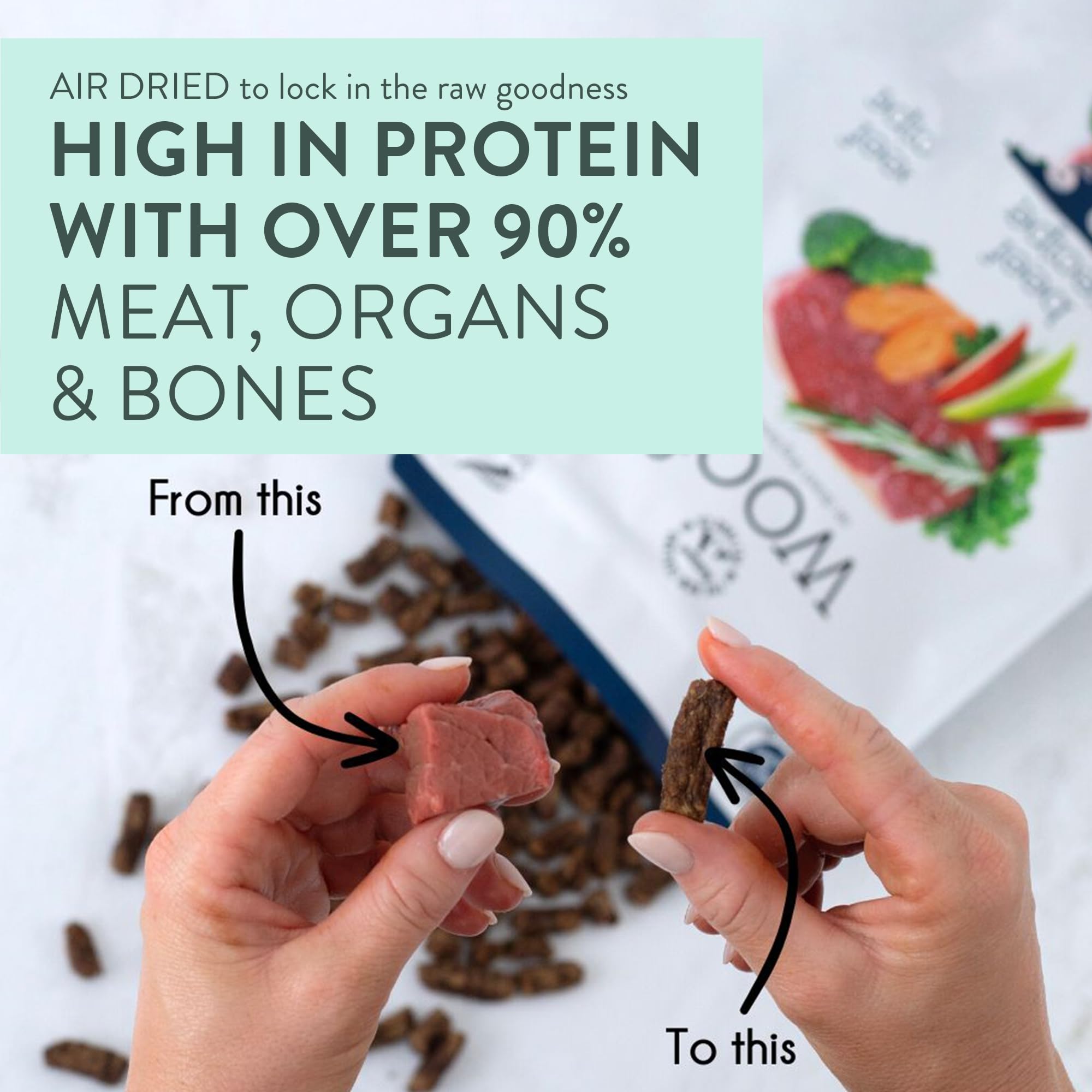 WOOF Air Dried Dog Treats - High Protein Chicken Recipe Dog Food Topper for Dry Kibble | Healthy Natural Dog Food Supplement 26.5oz | Perfect for Training Rewards & Mealtime Enhancement