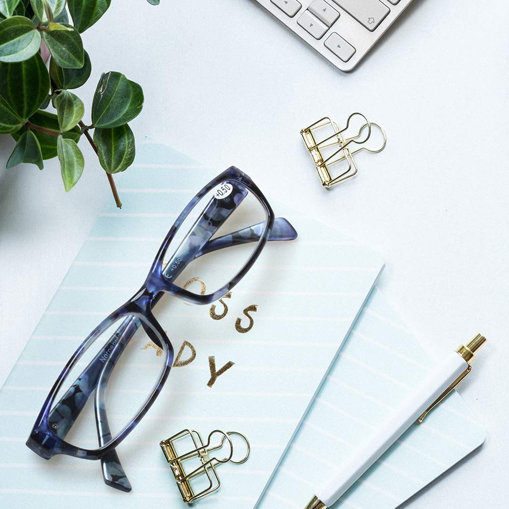 NORPERWIS 5-Pack Stylish Reading Glasses for Men & Women - Perfect for Books & Screens