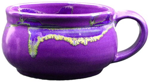 Premium Prado Ceramic Stoneware Stacking Soup Bowls - Set of 4 Purple Dinnerware for Ramen, Pho & Stews - Microwave & Dishwasher Safe Soup Cups for Home, Restaurant & Gifts
