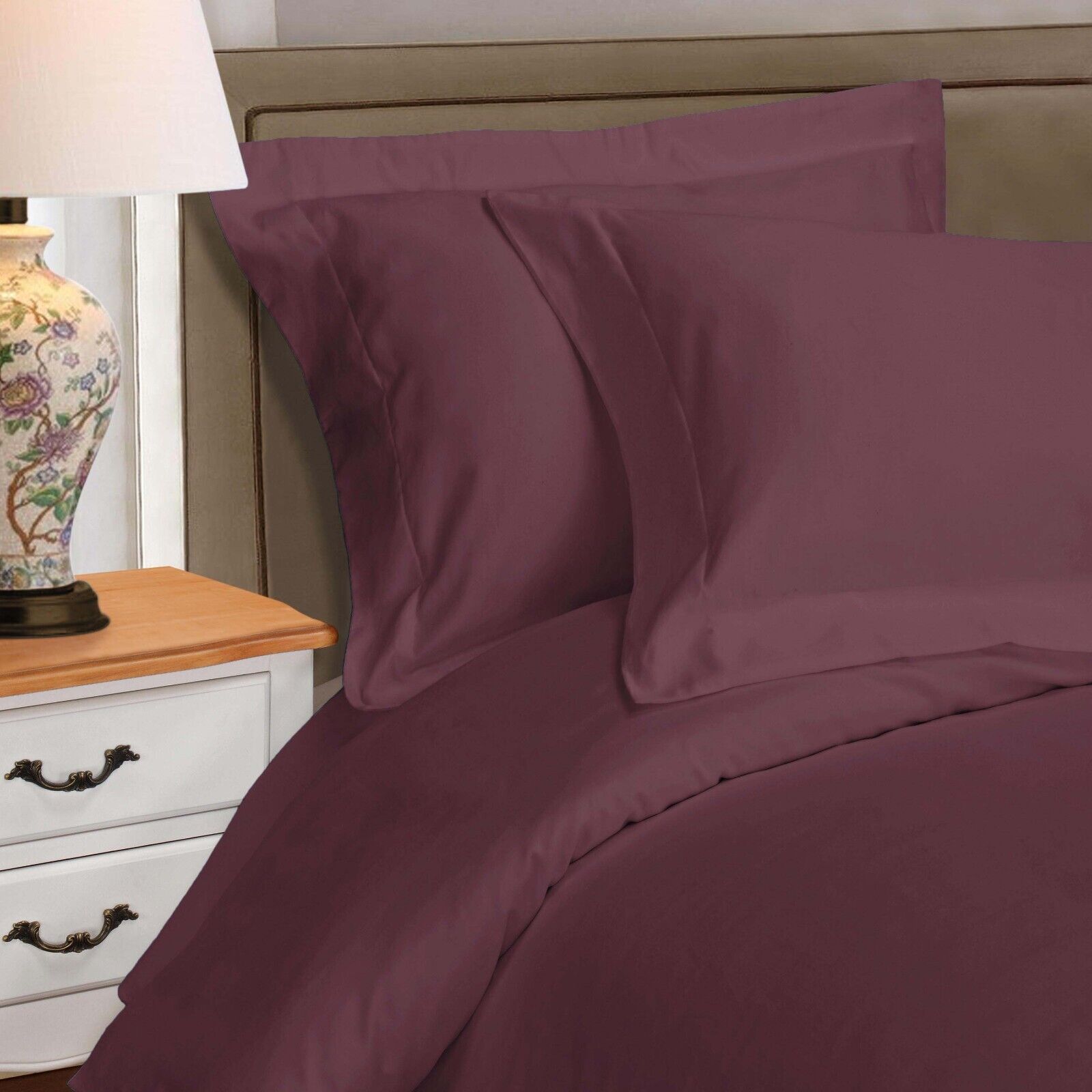 1000 Thread Count Egyptian Cotton Solid Duvet Cover Set - Luxury Bedding for Master Bedroom & Guest Room - Soft Breathable Duvet Cover for All Seasons
