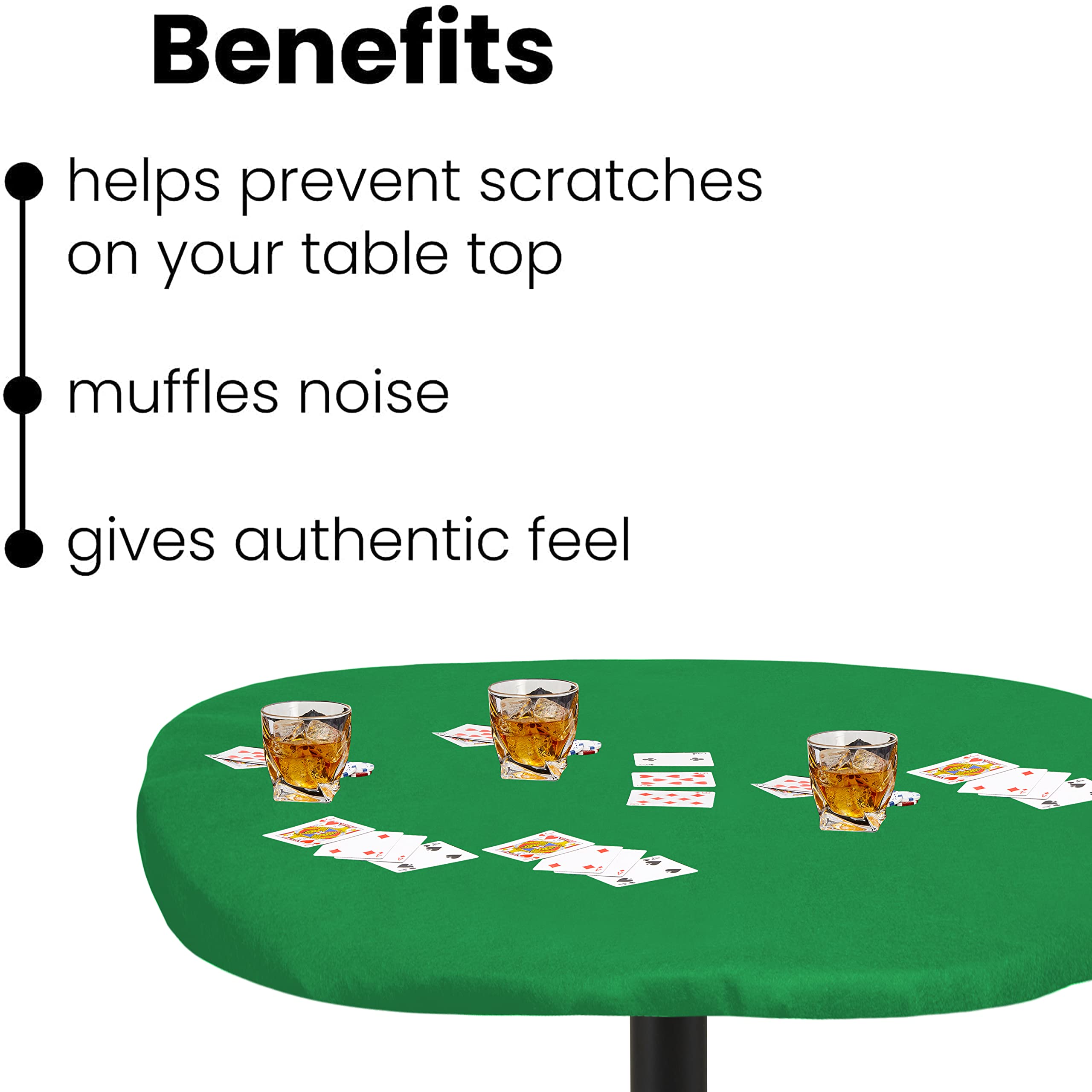Premium Elastic Felt Card Game Table Cover for Poker, Mahjong, Dominoes & Board Games - Fits 48x68 Inch Oval Tables (Green) - Perfect for Game Nights, Casino Parties & Family Gatherings