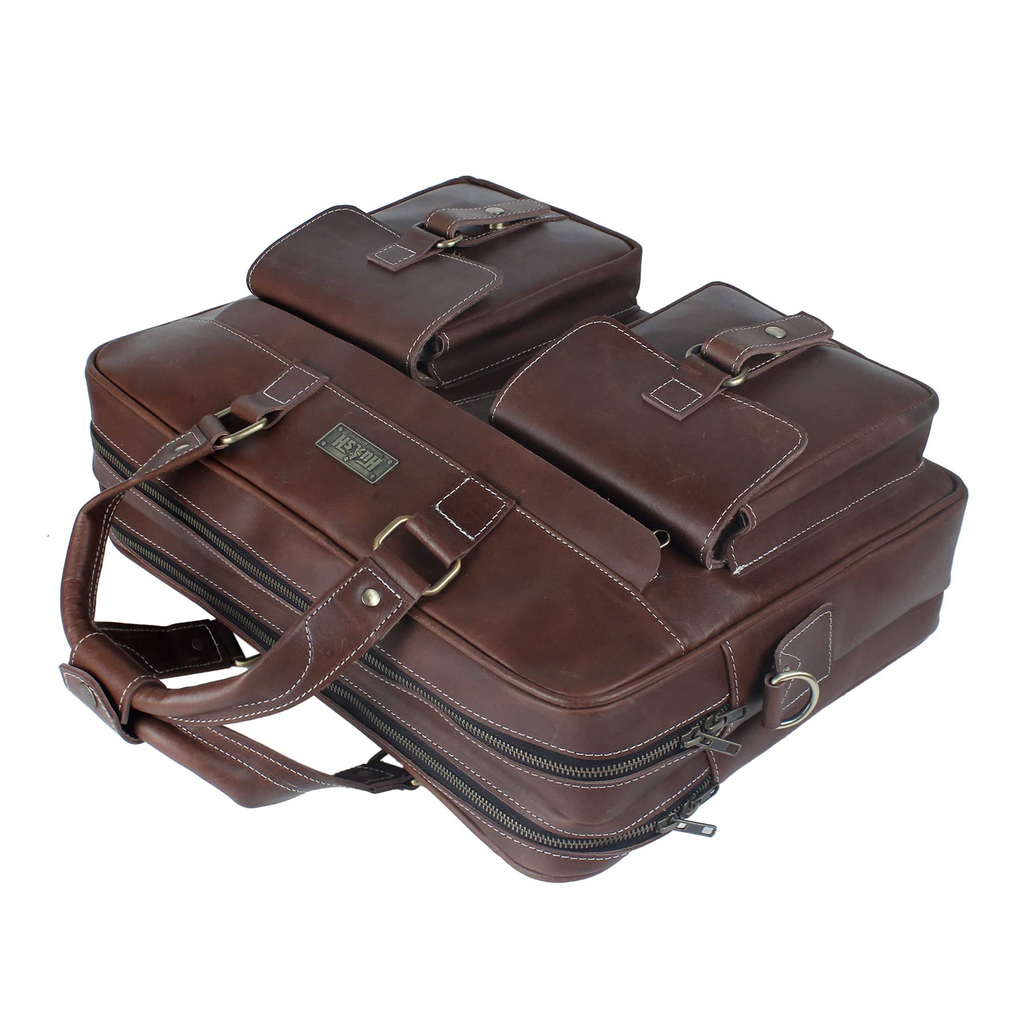 Premium Genuine Leather Briefcase for Men - 17 Inch Laptop Bag with Spacious Compartment | Durable Business & Office Work Bag for Professionals, Travel & Daily Commute