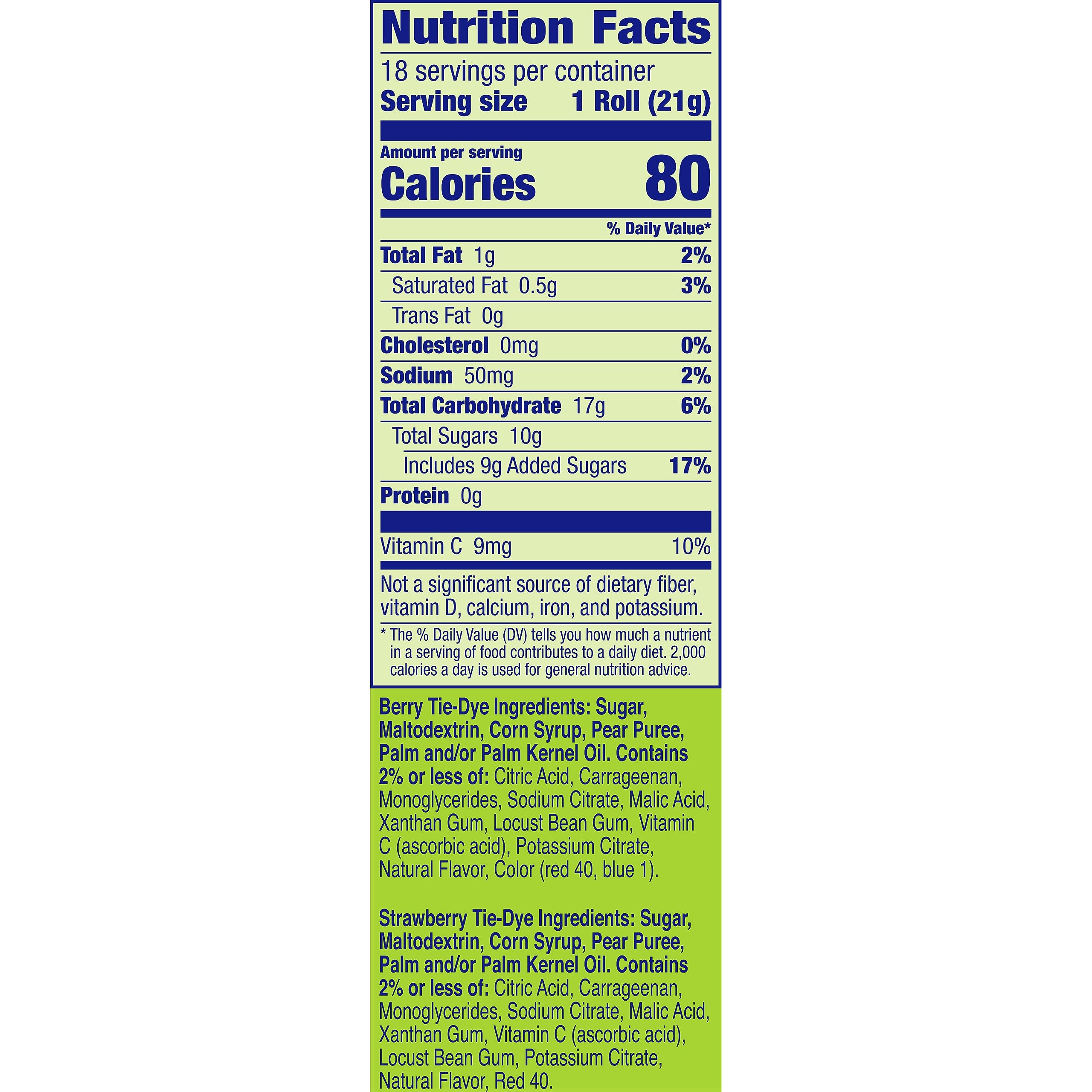 Fruit By The Foot Berry Tie-Dye & Strawberry Tie-Dye Fruit Flavored Snacks - Family Pack (18 Rolls, 13.5 oz) | Kids Lunch Box Treats, Birthday Party Favors & After School Snacks