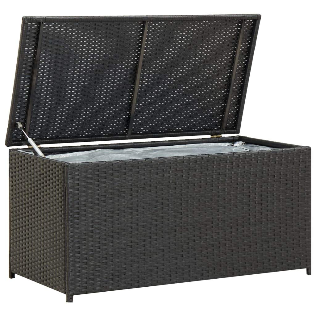 Outdoor Storage Box - 39.3x19.6x19.6 Inch Waterproof Poly Rattan Deck Box for Patio, Garden, Balcony (Black) | Perfect for Cushion Storage, Pool Toys & Seasonal Decor Organization