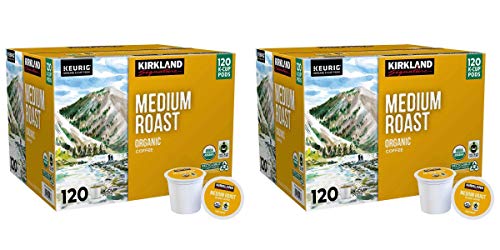 Kirkland Signature Organic Medium Roast Coffee Pods, 120 Count (3 lb) - Recyclable K-Cup Pods for Keurig Brewers | Perfect for Home, Office & Daily Coffee Lovers