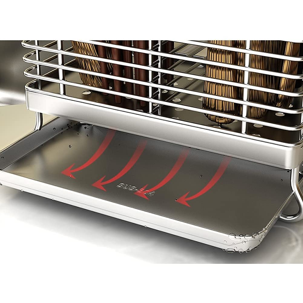 Premium 304 Stainless Steel 2-Tier Square Mesh Utensil Drying Rack - Chopsticks, Spoon, Fork & Knife Drainer Basket - Compact Flatware Storage Organizer for Kitchen Countertop, Dish Rack & Drip Tray
