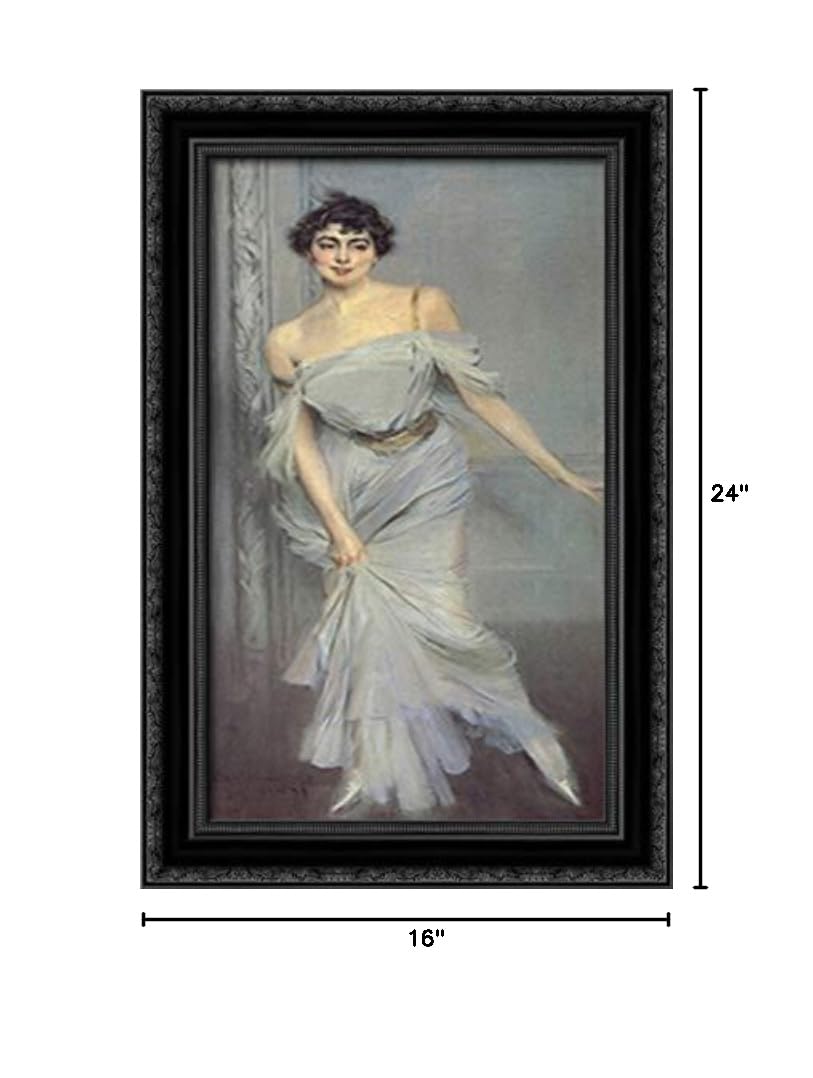 Elegant 16x24 Black Ornate Wood Framed Canvas Art Print - Giovanni Boldini's Madame Charles Max - Perfect for Living Room, Bedroom & Office Wall Decor