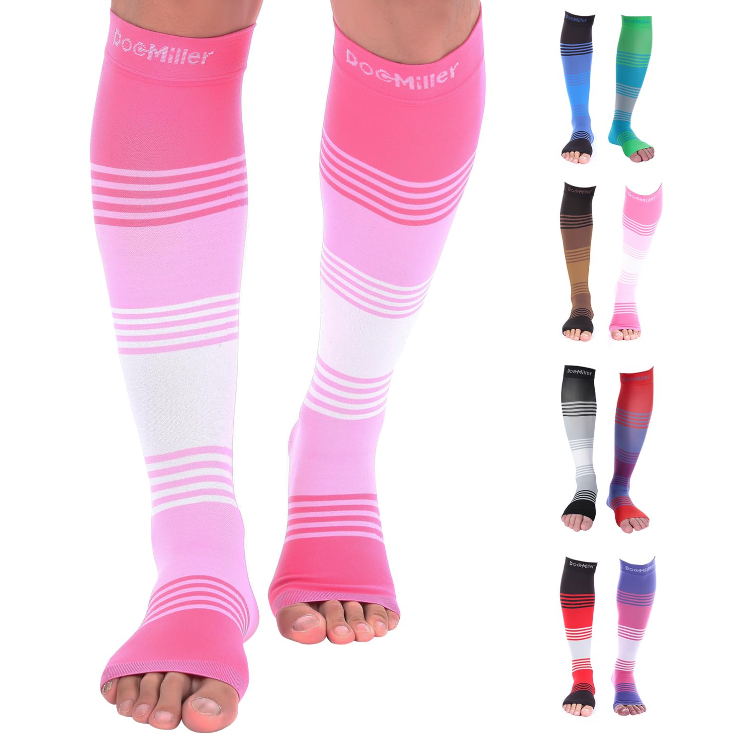 Doc Miller Premium Open Toe Compression Socks 20-30mmHg - Women's Toeless Dress Socks for Circulation & Comfort - Ideal for Nurses, Travel & Varicose Vein Relief