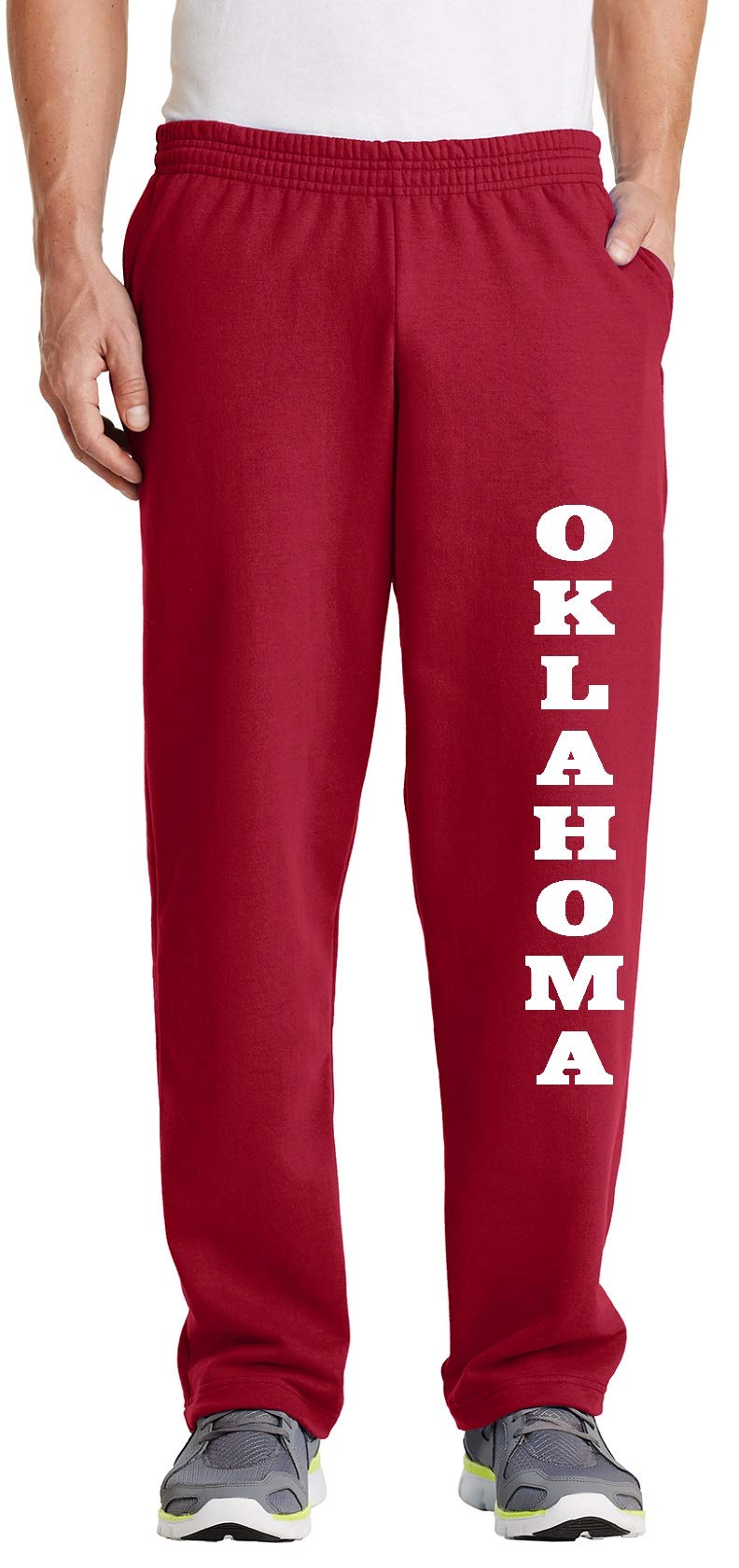 Oklahoma Open Bottom Red Sweatpants for Men - Comfortable Lounge Pants for Home, Gym & Casual Wear