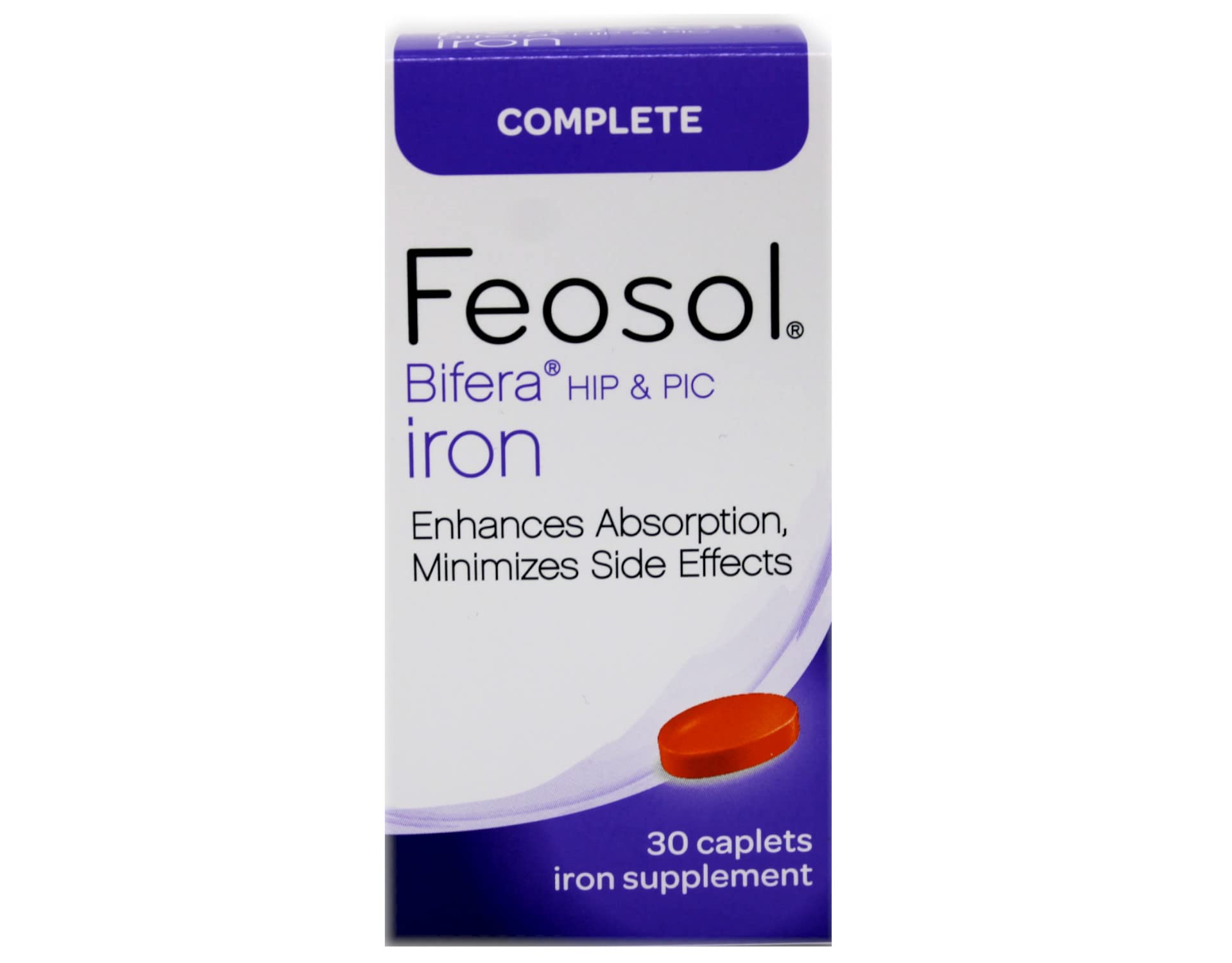 Feosol Bifera Iron Caplets Complete - 30 Count (Pack of 9) - Iron Supplement for Energy & Vitality - Supports Healthy Blood & Immune System - Ideal for Anemia & Fatigue Relief