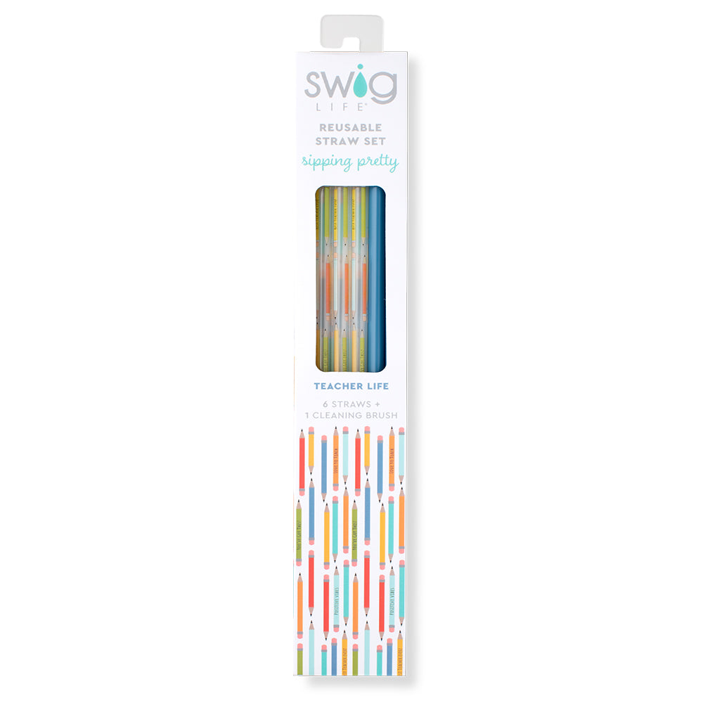 Eco-Friendly Blue Reusable Straw Set - Perfect for Teachers, Home, Office & Travel - BPA-Free Stainless Steel Drinking Straws with Cleaning Brush