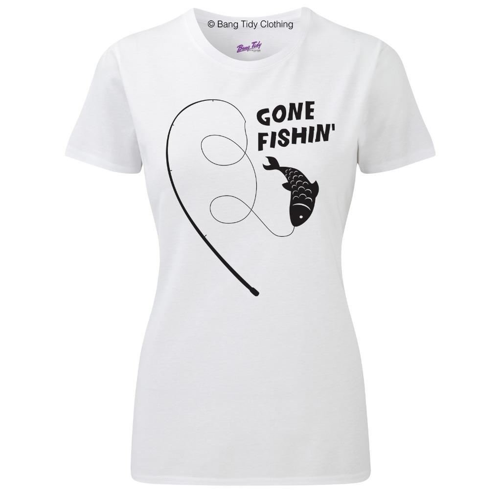 Women's Fish Print T-Shirt - Comfortable Fishing Apparel & Gone Fishin' Gift for Anglers - Perfect for Fishing Trips, Outdoor Adventures & Casual Wear