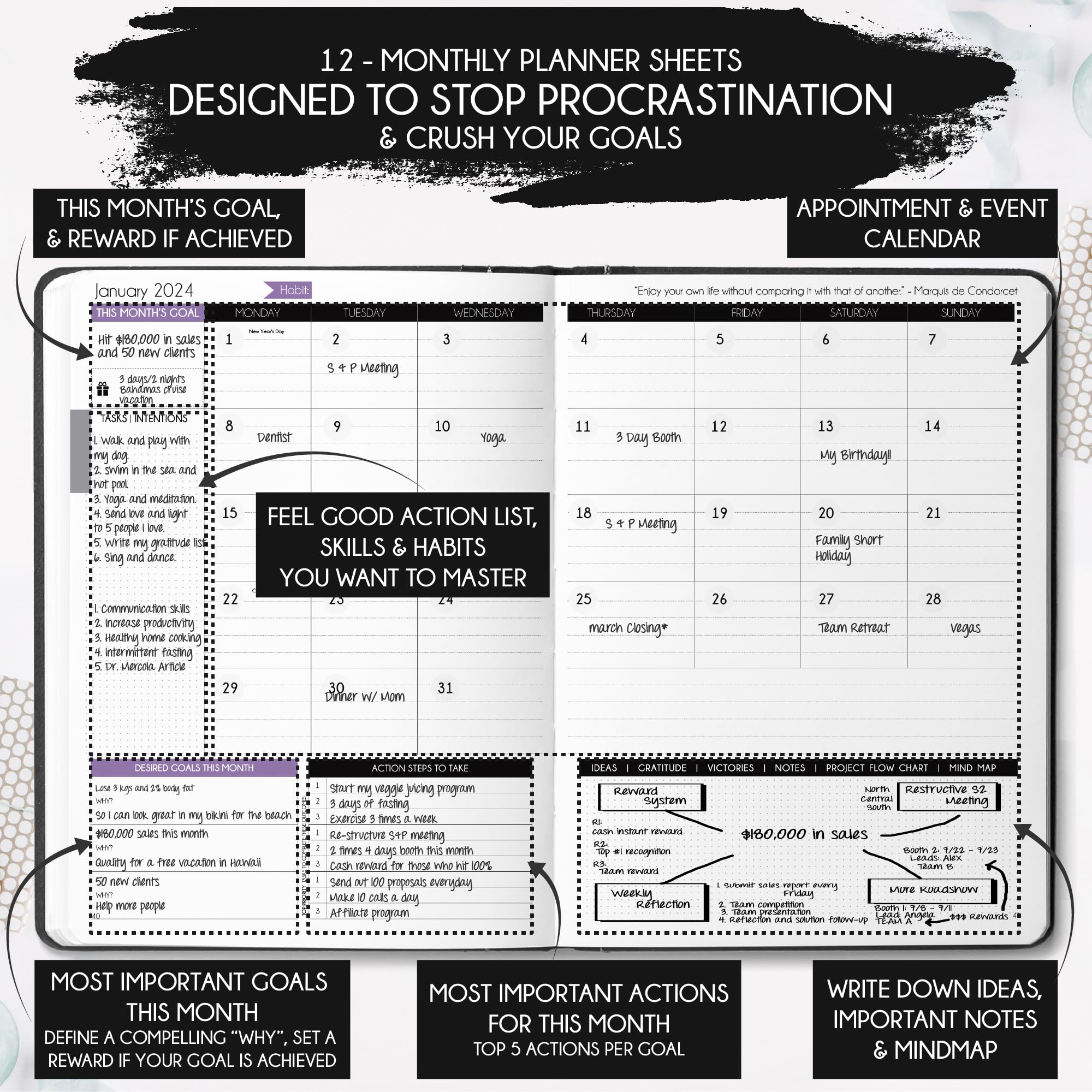 Law of Attraction Planner 2025 - Hourly Weekly Monthly Goal Setting Organizer | 12-Month Productivity Journal with Gratitude Tracker, Foldable Vision Board & Stickers | Perfect for Manifestation, Self-Improvement & Daily Planning