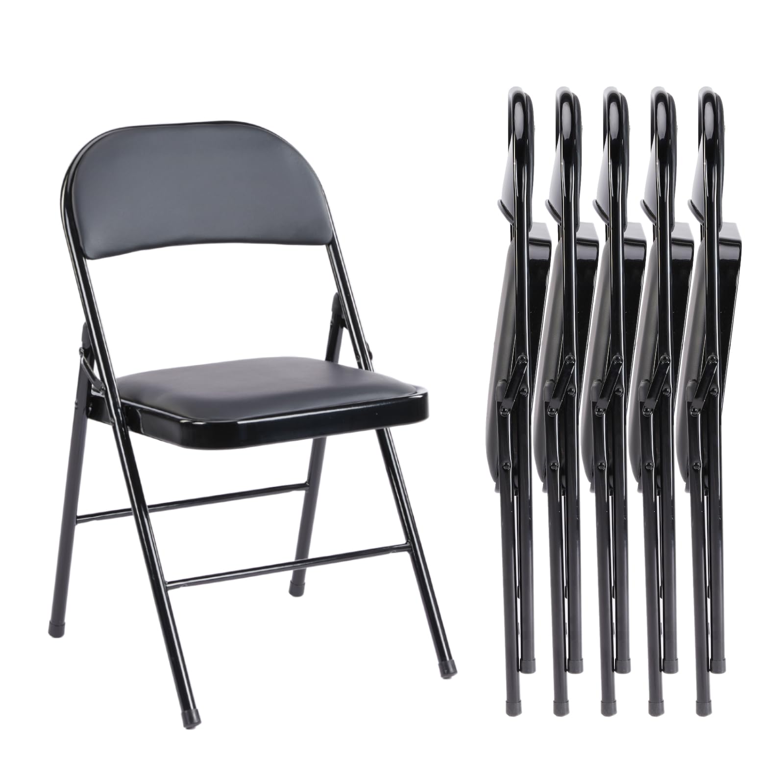 NEWBULIG 6-Pack Folding Chairs for Outdoor & Indoor Use - Portable, Lightweight, Comfortable Event Chairs in Black - Perfect for Camping, Picnics, BBQs, Parties, and Home Gatherings