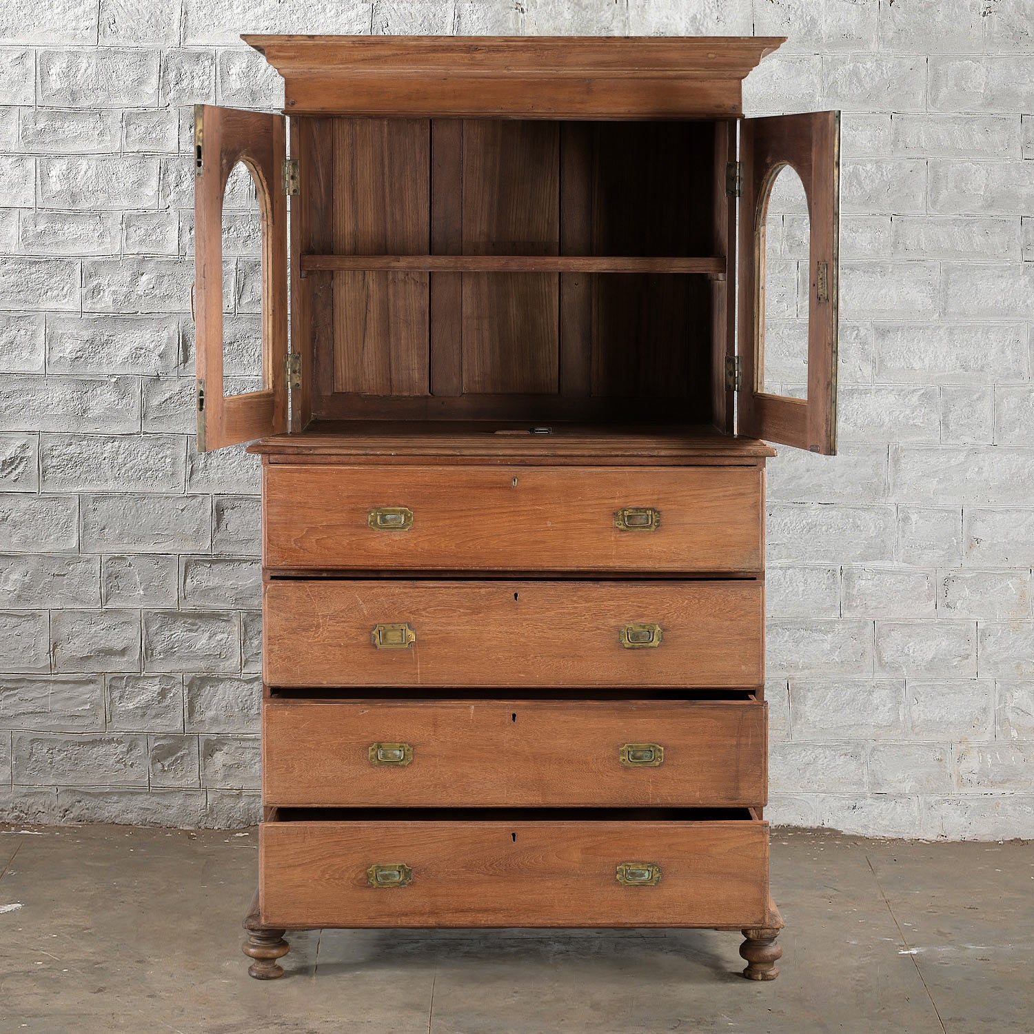 Premium Ambu Teak Wood Cabinet - Handcrafted Solid Teak Storage for Living Room, Bedroom & Office - Stylish & Durable Home Furniture for Organizing & Decor