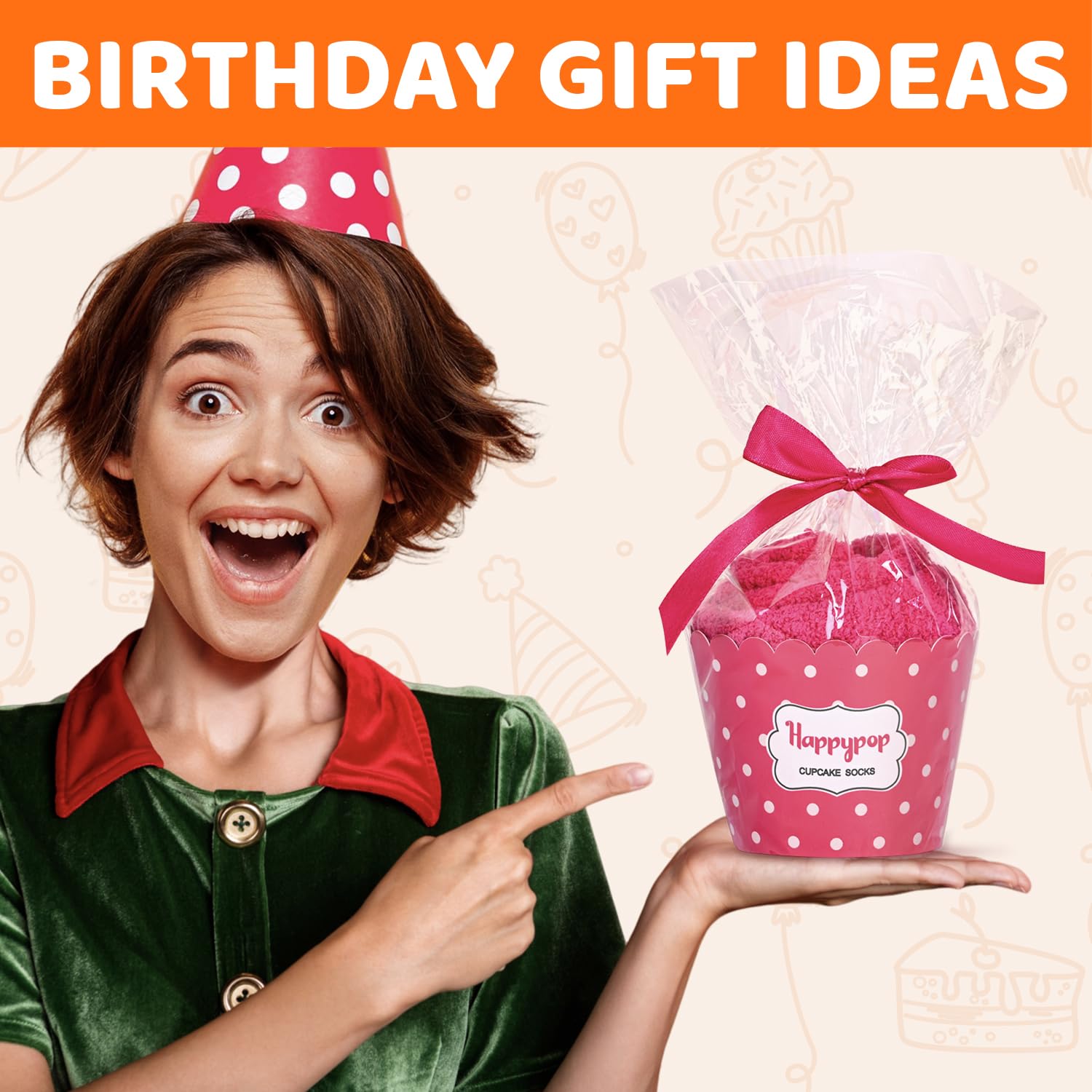 HappyPop Birthday Gifts for Women - Cozy Fuzzy Cupcake Socks for Teen Girls, Mom, Wife, Sister & Aunt | Cute Novelty Socks for Christmas, Valentine's Day & Special Occasions | Perfect Gift for Her Birthday, Mother's Day & Women's Appreciation
