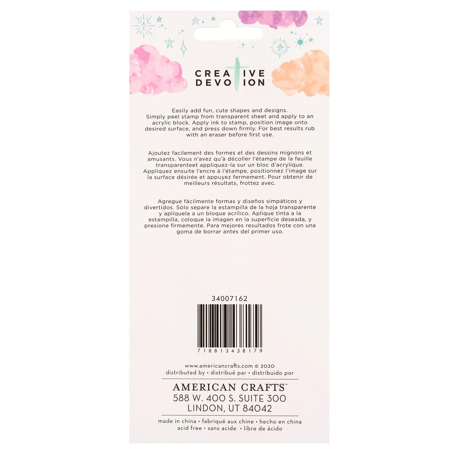 American Crafts CREATIV DEV Stamps - Icon & Phrase Stamps for Scrapbooking, Card Making, and DIY Crafts | Perfect for Handmade Greeting Cards, Journals, and Home Decor Projects