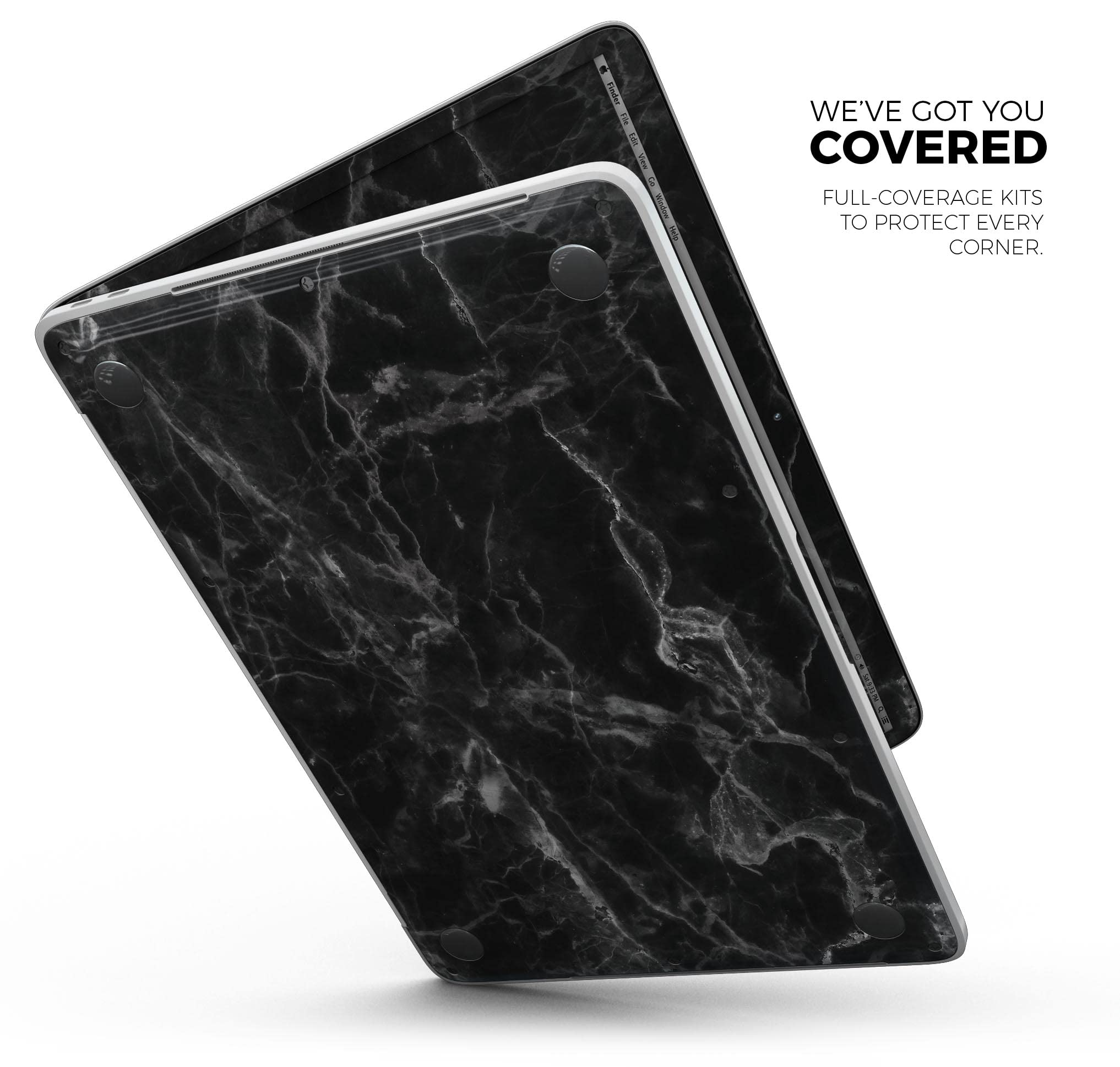 Premium Smooth Black Marble Vinyl Wrap - Scratch Resistant Full-Body Skin for MacBook Pro 16