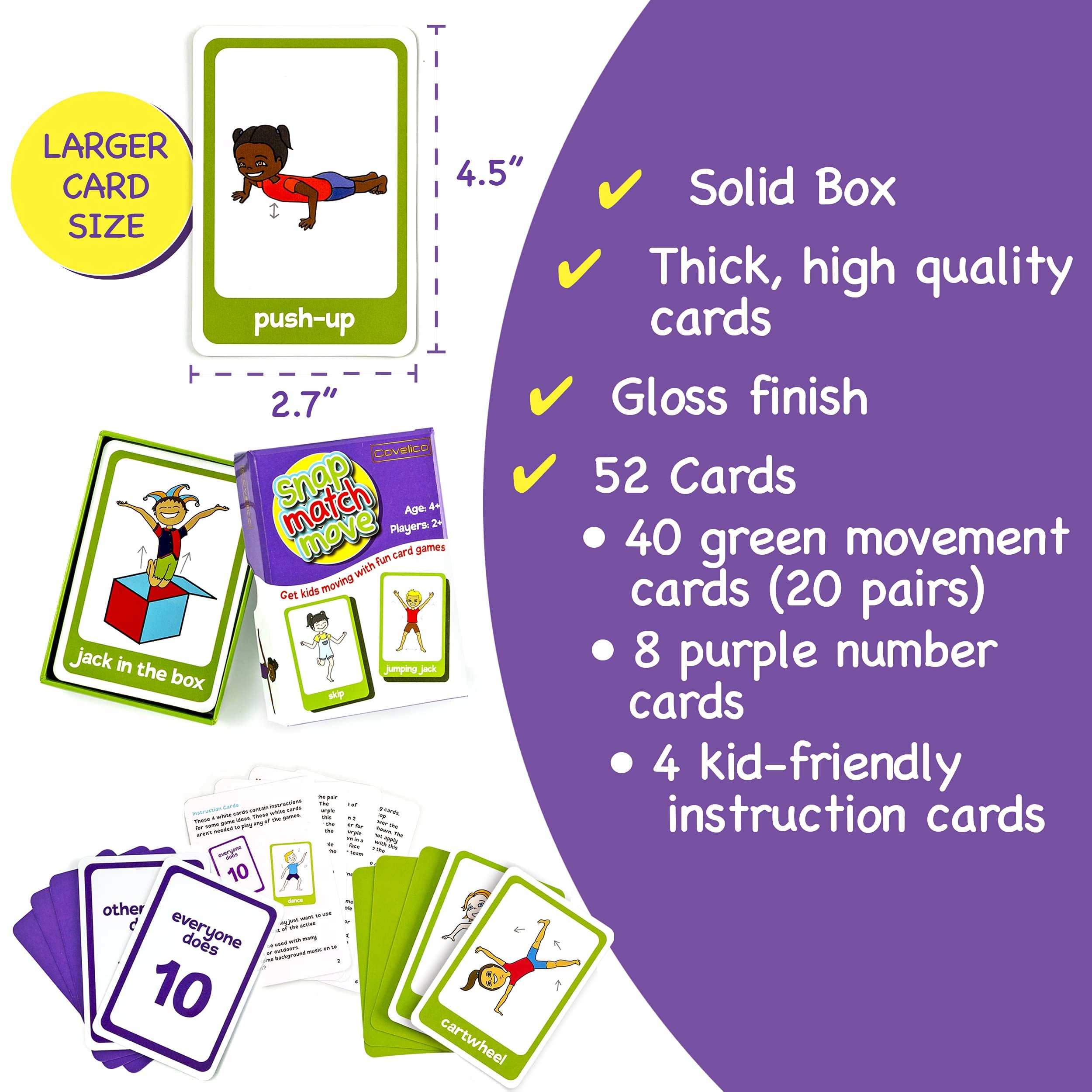 Kids Exercise Cards - Indoor Fitness Equipment for Children, Fun Exercise Games & PE Teacher Supplies for Classroom, Recess & Adapted PE Activities - Perfect for Home, School & Therapy Use