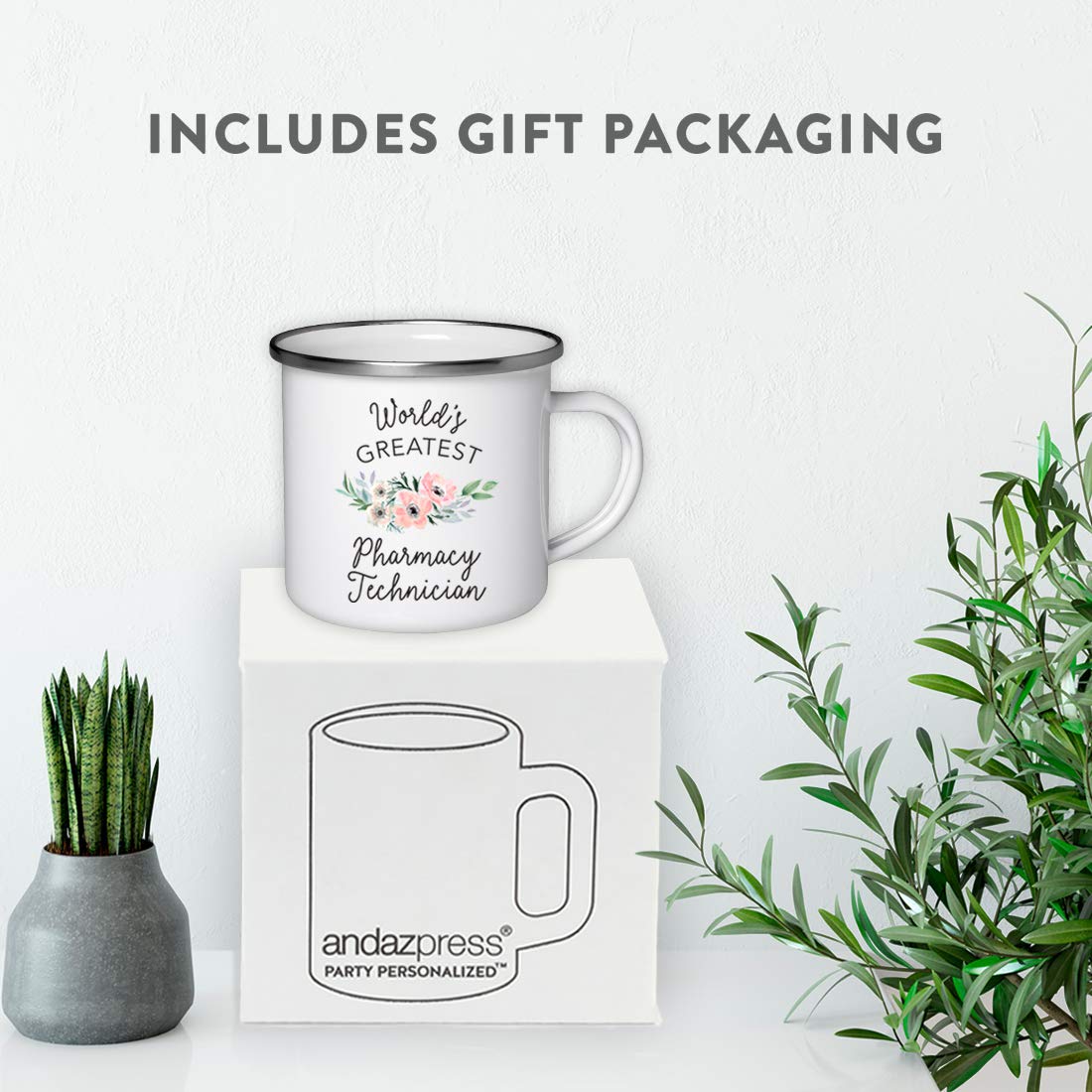 Andaz Press 11oz Stainless Steel Camping Coffee Mug with Pink Anemone Flower Design - Insulated Travel Mug for Pharmacy Technicians, Outdoor Enthusiasts - Perfect Gift for Birthday, Christmas, Nurses Week - Great for Camping, Hiking, Office Use & Daily Coffee Drinking