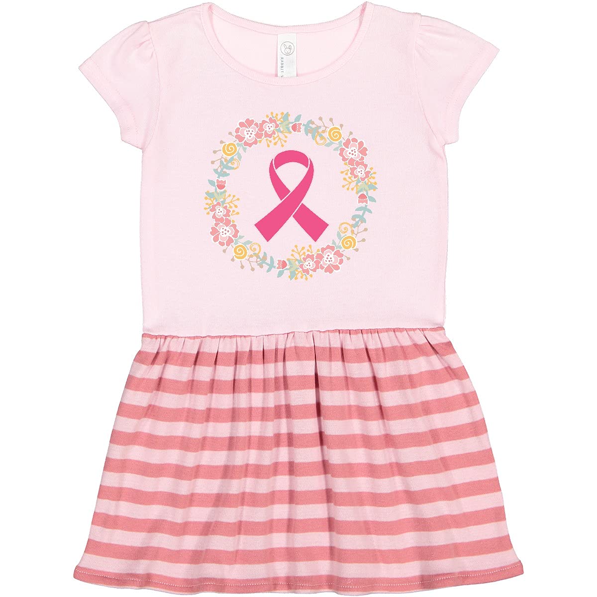 Inktastic Pink Ribbon Breast Cancer Awareness Wreath Toddler Dress - Cute Casual Outfit for Girls, Support Cancer Awareness Events & Everyday Wear