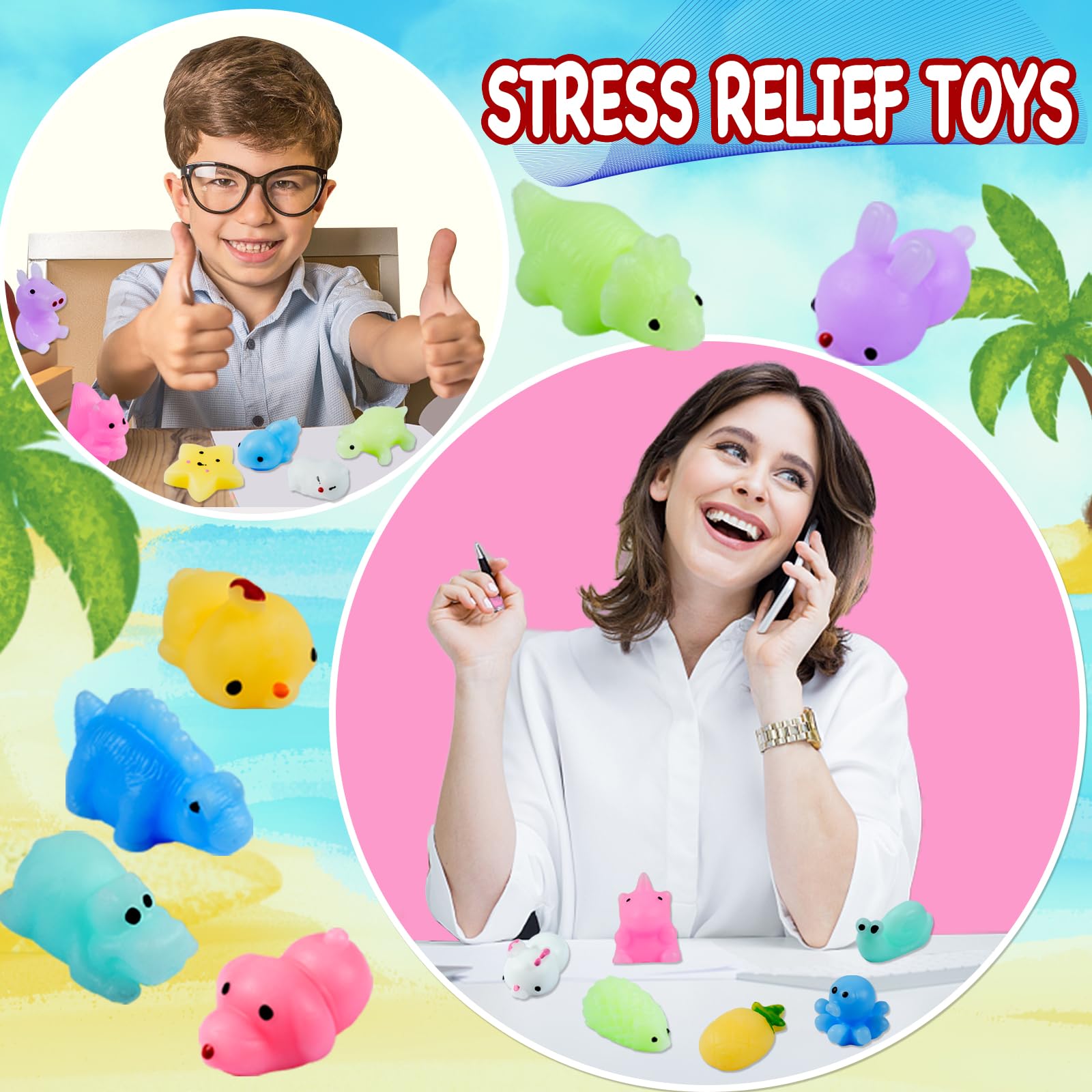 30Pcs Kawaii Squishy Toys - Cute Mochi Animal Stress Relief Toys for Kids, Easter Egg Fillers, Birthday Party Favors, Goodie Bags, Christmas Stocking Stuffers, Piñata Prizes & Classroom Rewards - Perfect for Stress Relief, Sensory Play & Party Gift Giving