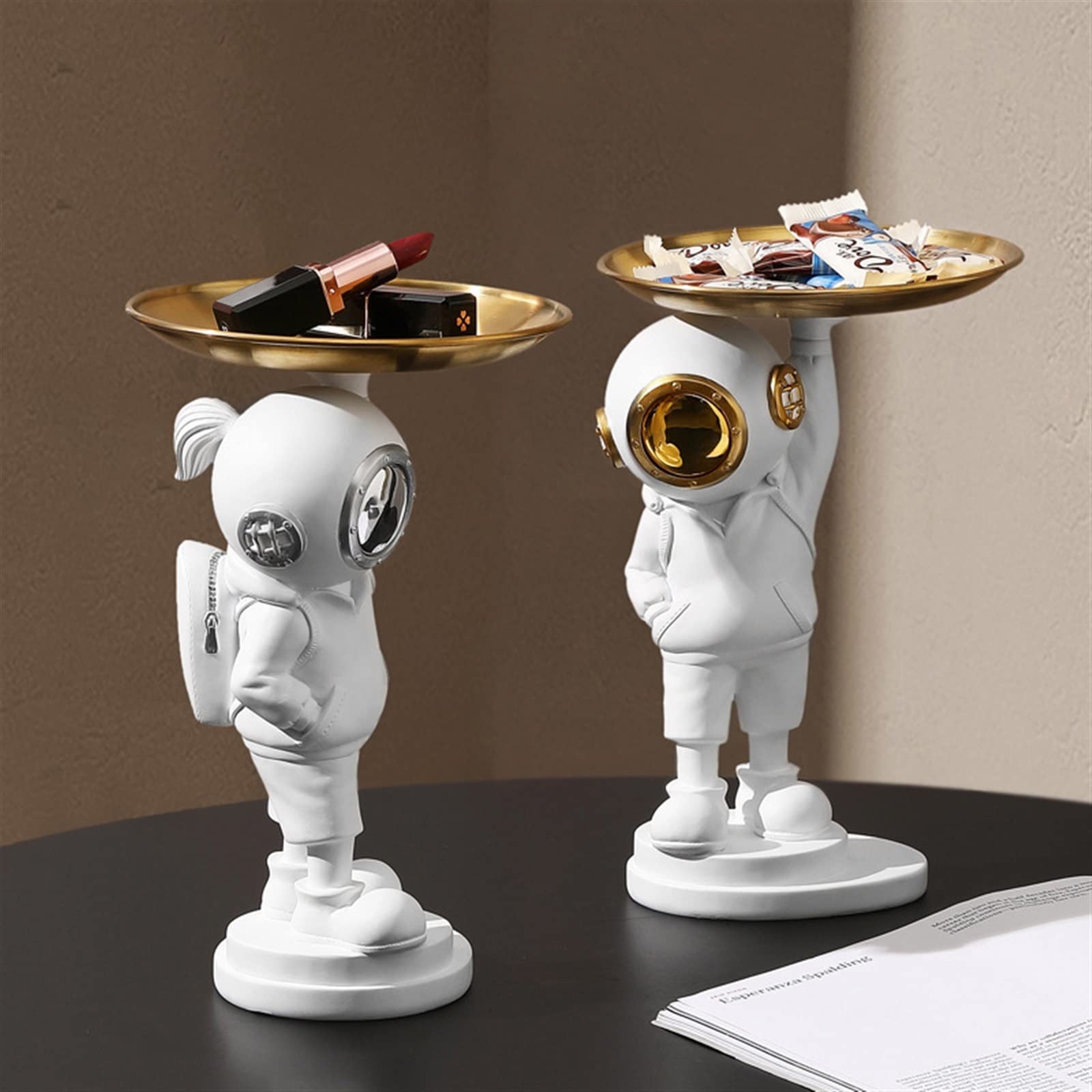 Creative Gold Diver Sculpture Statue - Unique Desktop Decoration & Candy Dish for Office, Coffee Table - Funny Resin Home Decor Gift with Storage - Perfect for Home, Office & Party Decorations