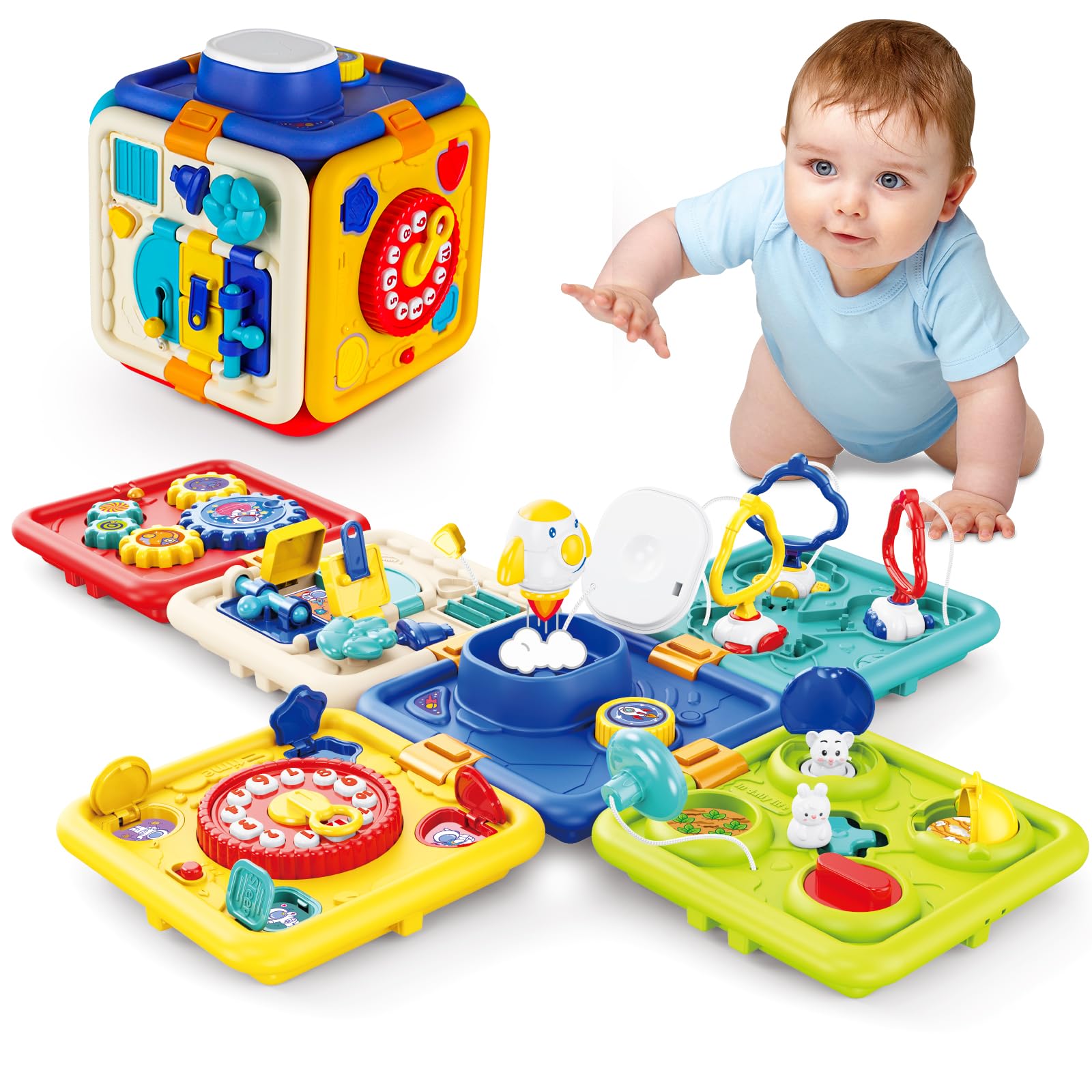Montessori Busy Board for Toddlers 1-4 Years Old - 6-in-1 Educational Sensory Toy for Early Childhood Development - Perfect Christmas & Birthday Gift for Boys & Girls - Ideal for Home, Travel & Preschool Learning Activities