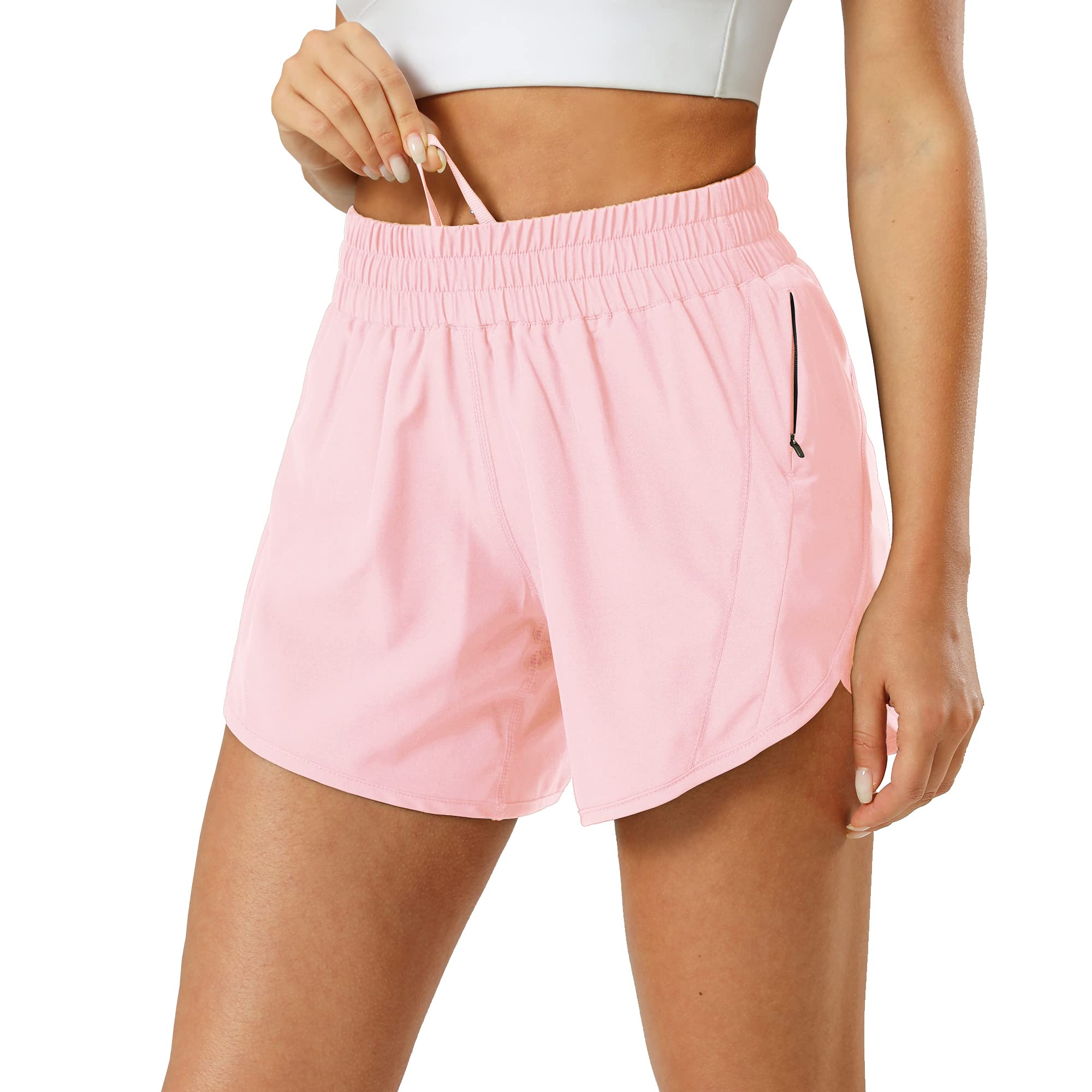 **Aurefin Women's Quick Dry Athletic Shorts - Elastic Waist Running Shorts with Zip Pocket for Workout, Track & Active Lifestyle**