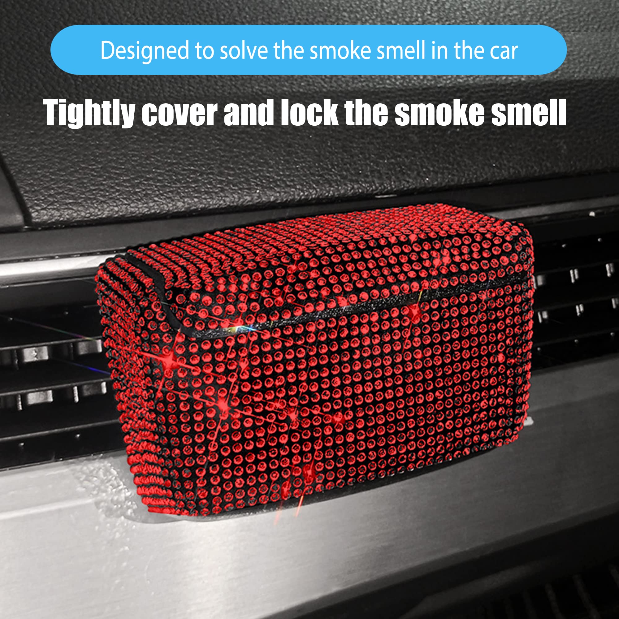 Smokeless Car Cup Holder Ashtray with Lid & Blue LED Light - Auto Cigarette Lighter Ashtray for Vehicles - Perfect for Road Trips, Commuting and Smoking Drivers (Red)