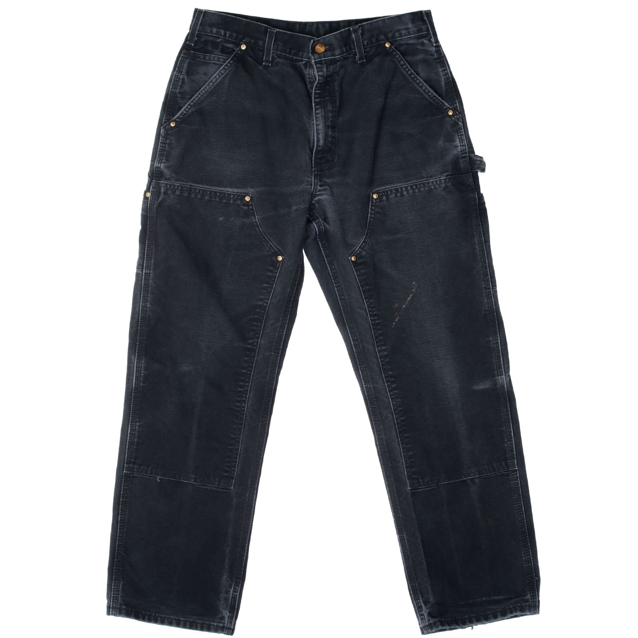 Vintage Carhartt Carpenter Double Knee Black Pants 2000s Size 31x28 - Durable Workwear for Construction & Outdoor Activities