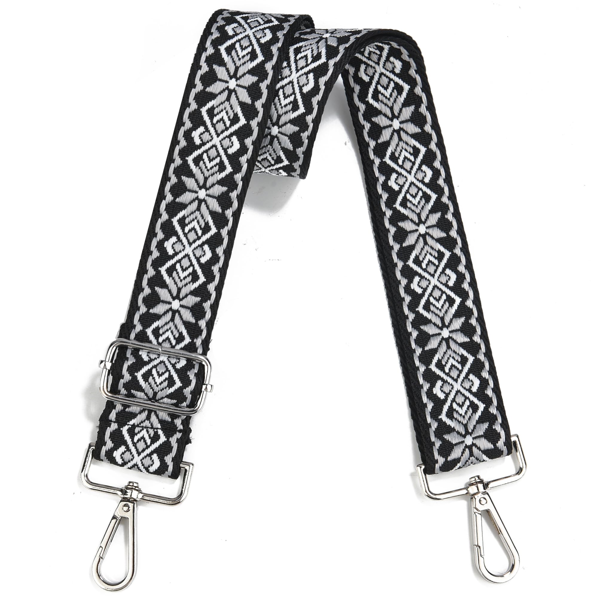 Adjustable Wide Shoulder Crossbody Strap for Purses with Silver Hardware - Replacement Purse Strap for Women, Travel, Shopping & Everyday Use